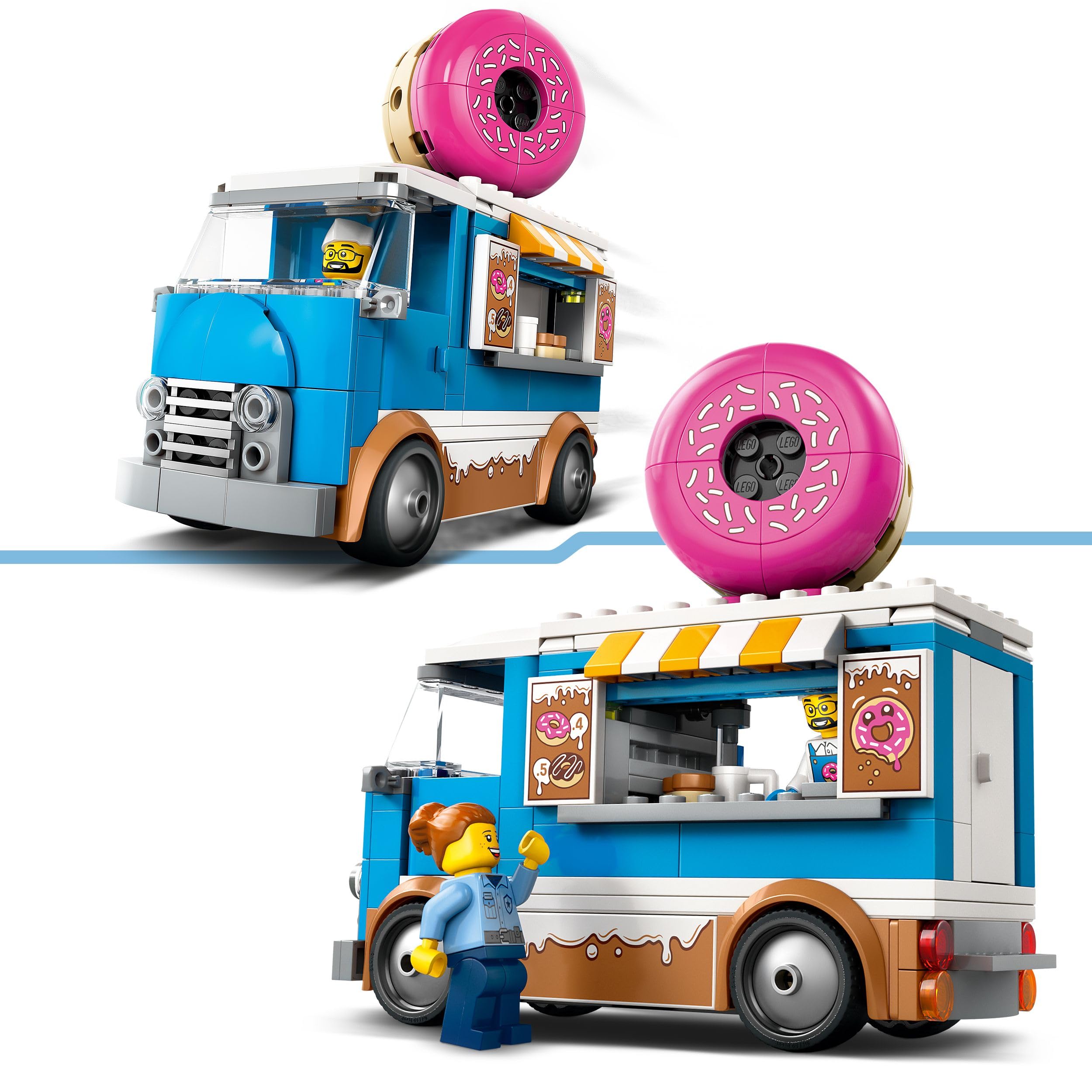 LEGO City Donut Truck Toy with 2 Minifigures - Building Set for 5+ Year Olds 2