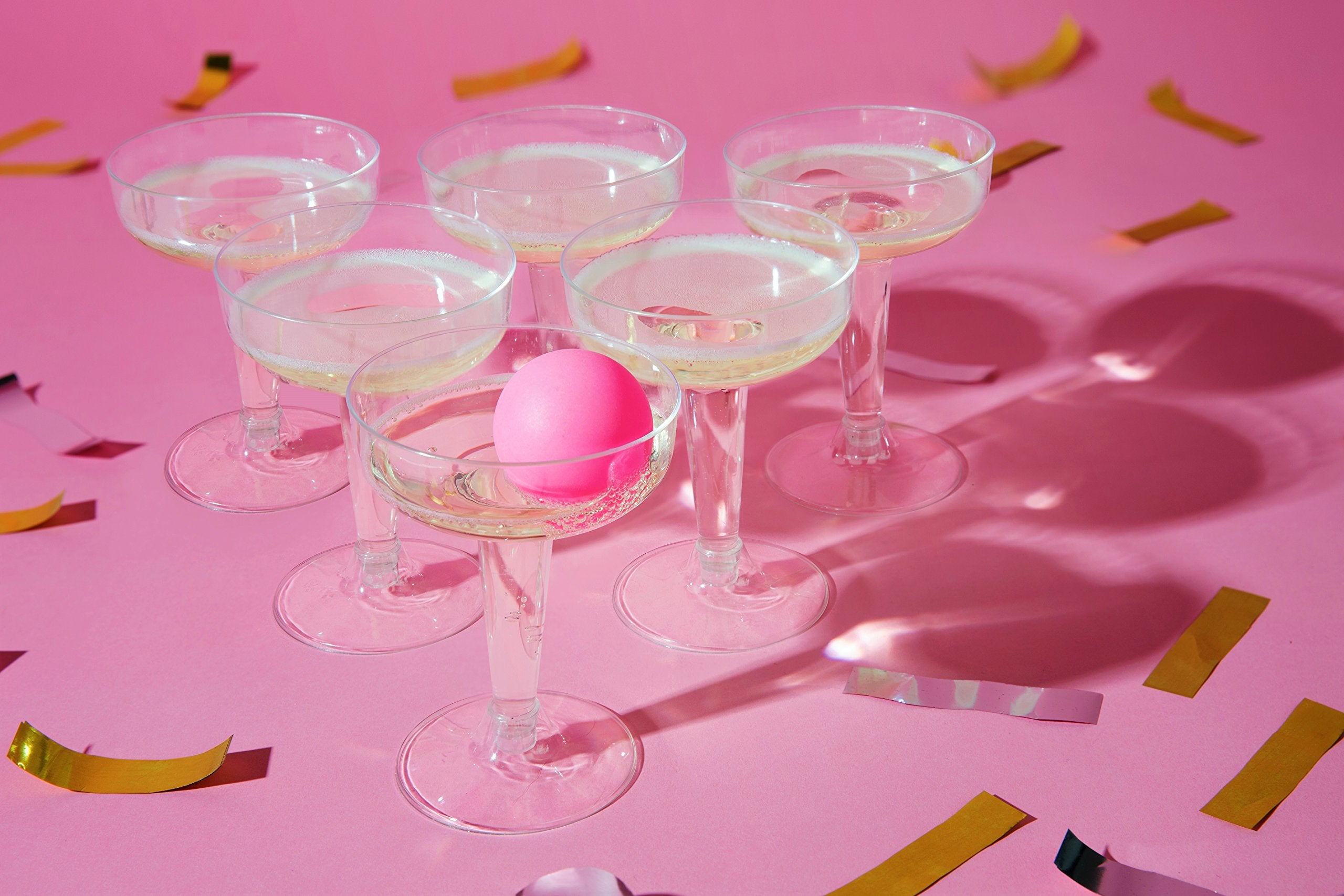 Talking Tables Prosecco Pong Drinking Game | Adult Party Game | Includes 12 Glasses & 3 Pink Balls 5