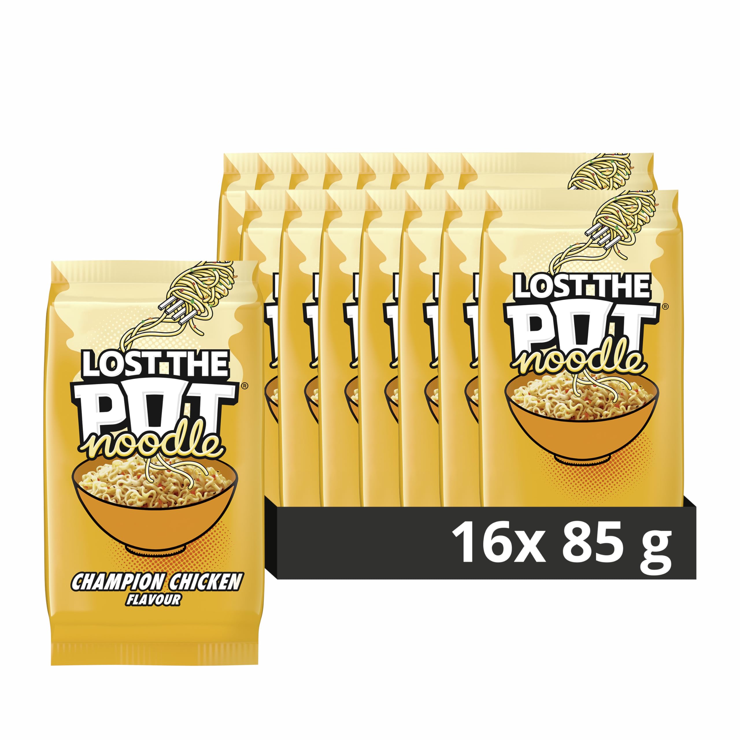 Unilever Pot Noodle Lost The Pot Champion Chicken Instant Noodles - 16 Pack (85g Each) | Low Saturated Fat