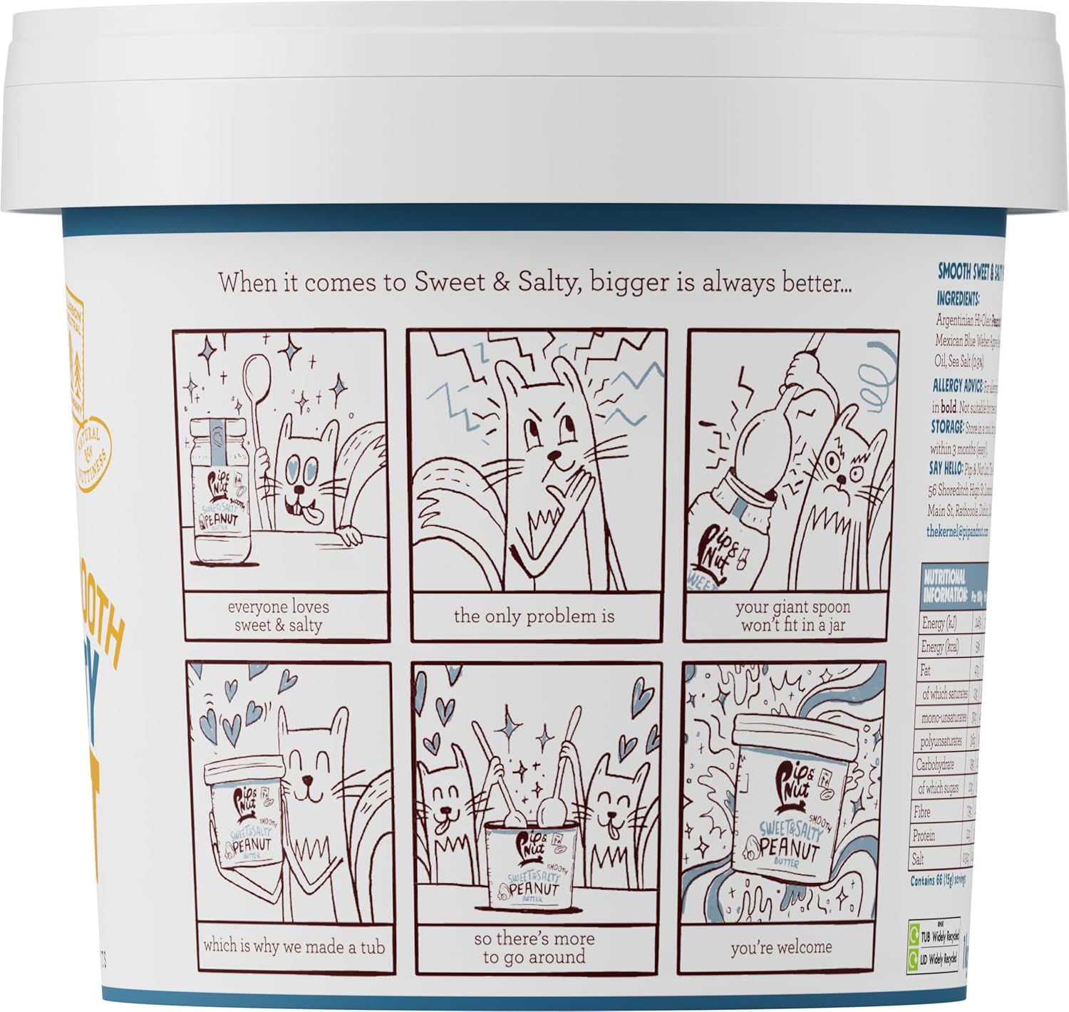 Pip &amp; Nut Süße &amp; Salzige, glatte Erdnussbutter (1 kg) – Ohne Palmöl, natürlicher Nussaufstrich