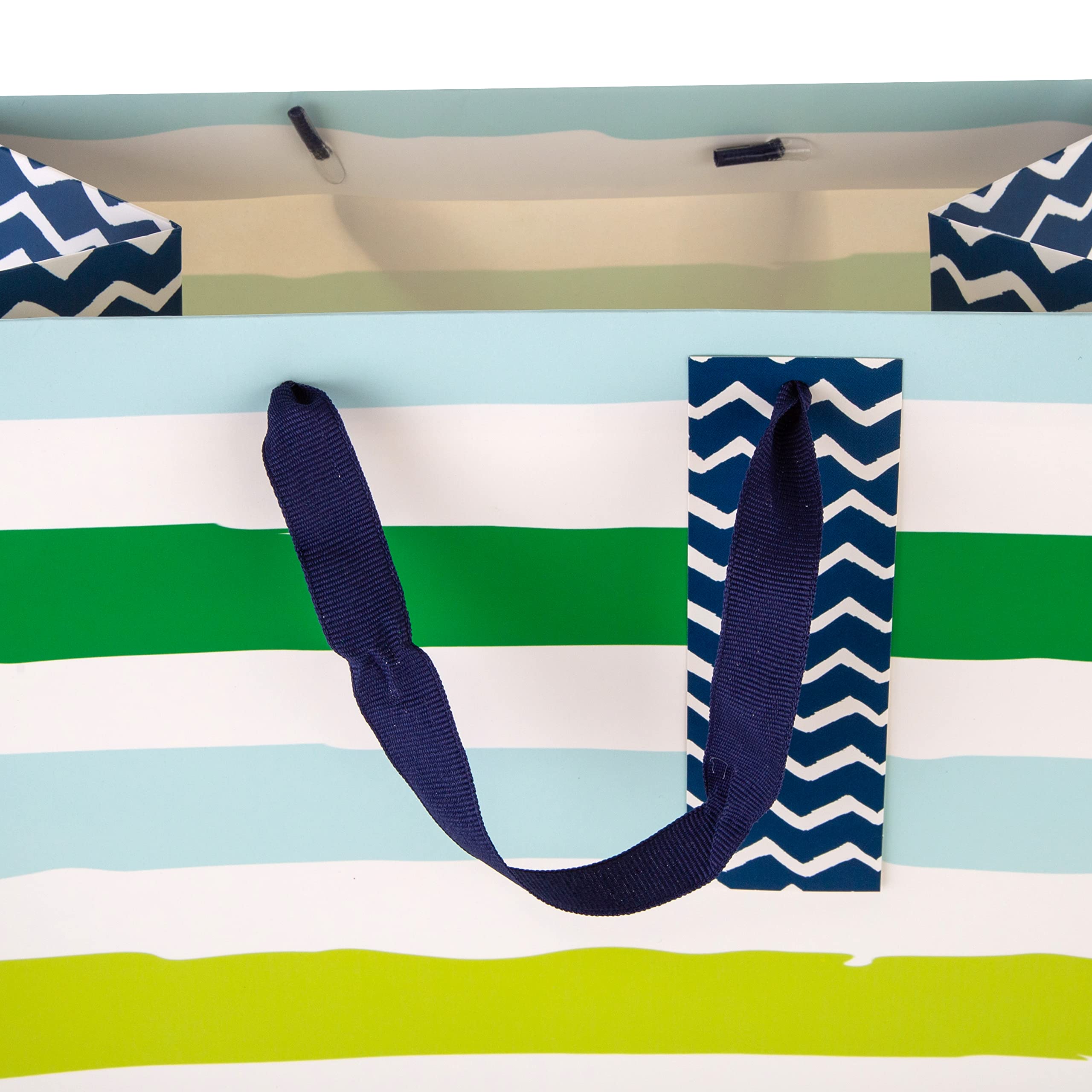 Hallmark Large Multi-Occasion Gift Bag - Blue and Green Striped Design | 33 cm x 26.5 cm x 14.6 cm 4