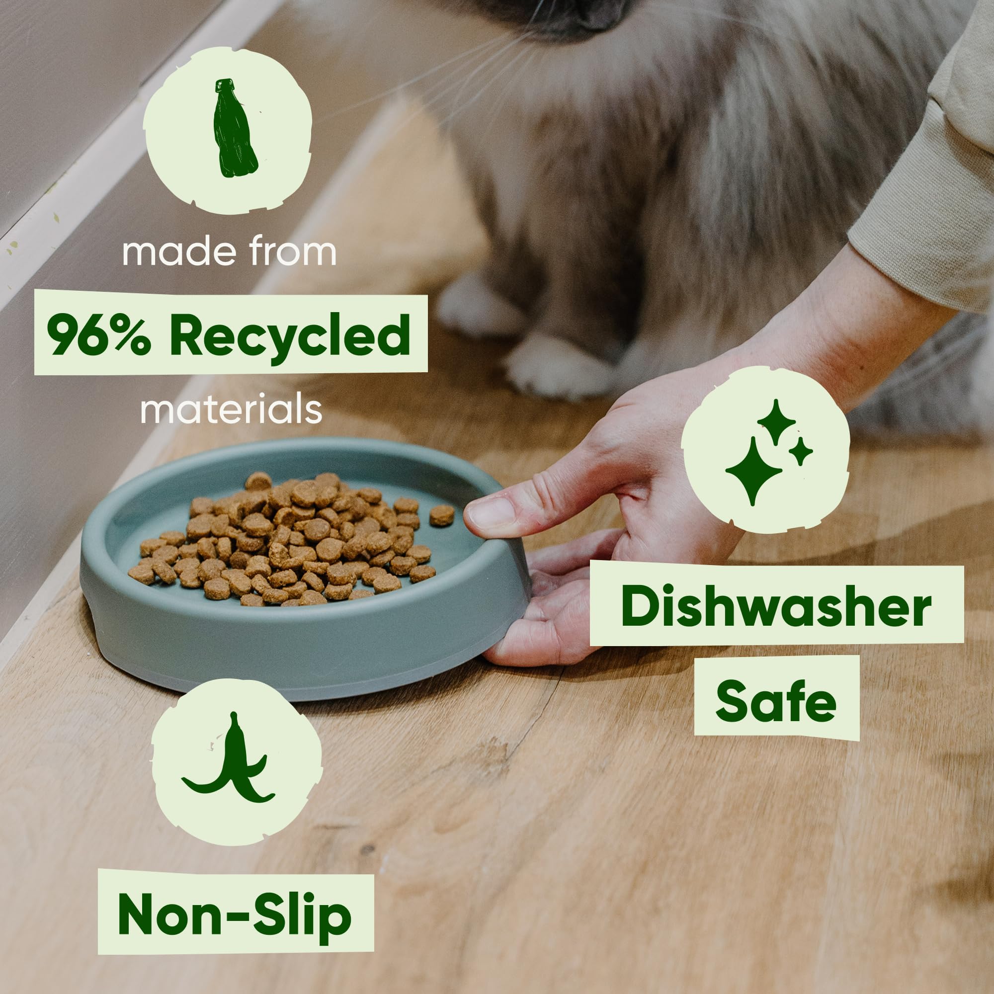 Beco Cat Bowl - Whisker-Friendly Steady Design | Recycled Plastic | Non-Slip Base