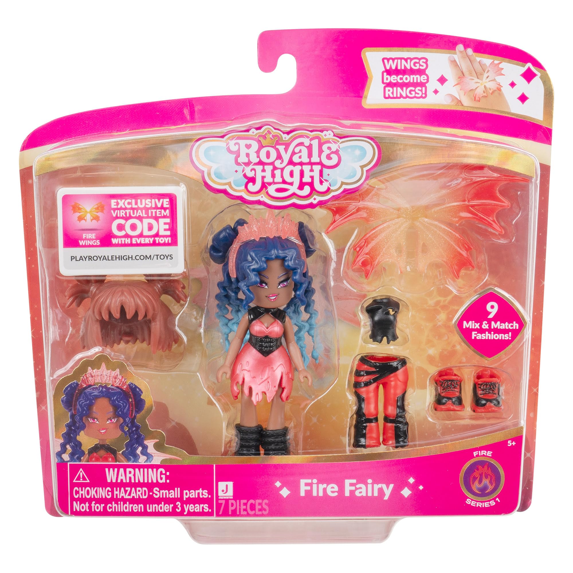 Royale High Fire Fairy 3-Inch Fashion Doll with 9 Accessories and Virtual Code - Series 1 1