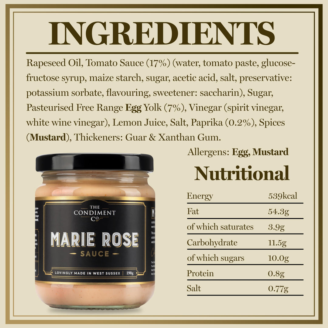 The Condiment Company Marie Rose Sauce 190g - Creamy Gluten-Free Cocktail Sauce