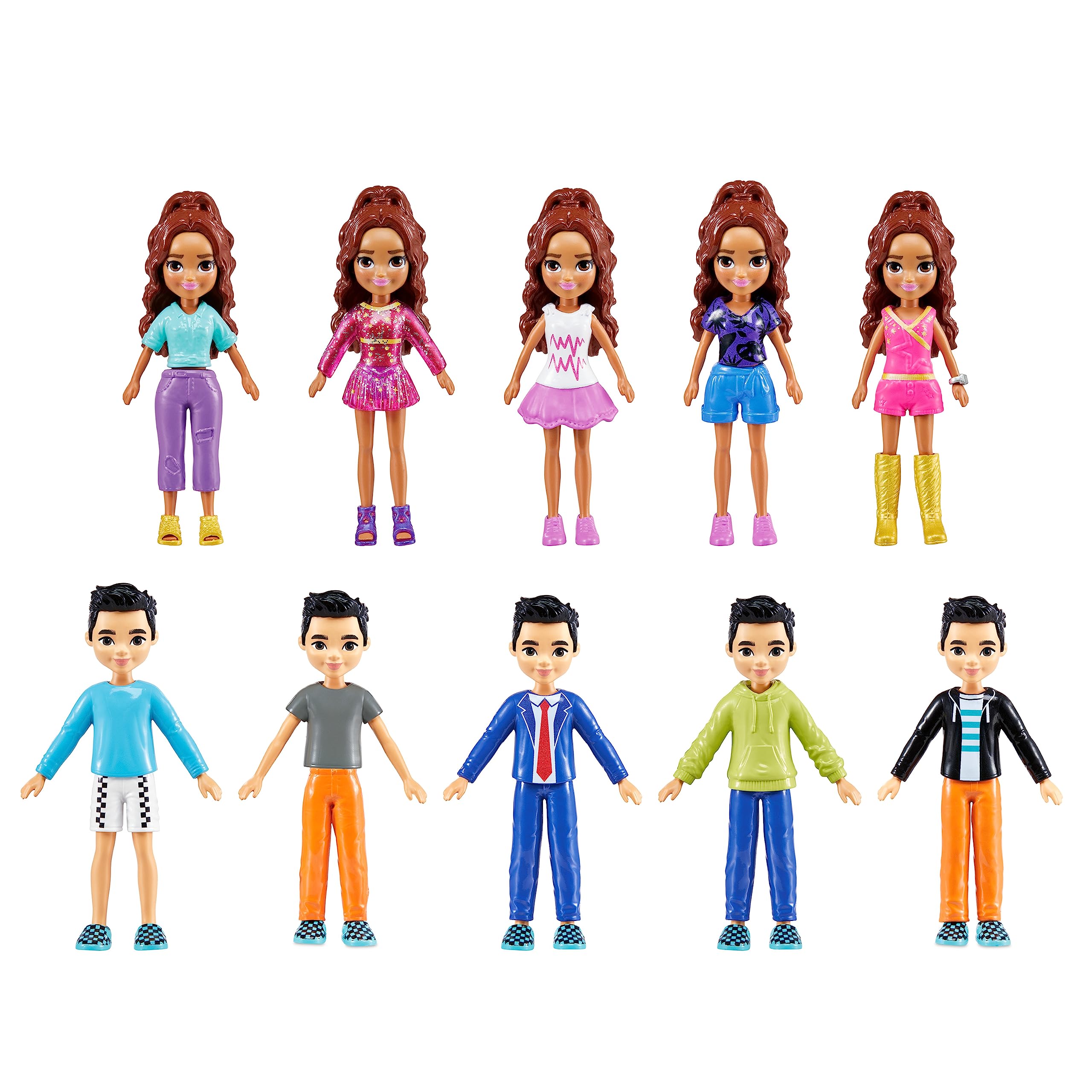 Polly Pocket Sparkle Cove Adventure Dolls & Fashion Playset - 48-Piece Set with 4 Dolls & Clothes for Ages 4+ 5
