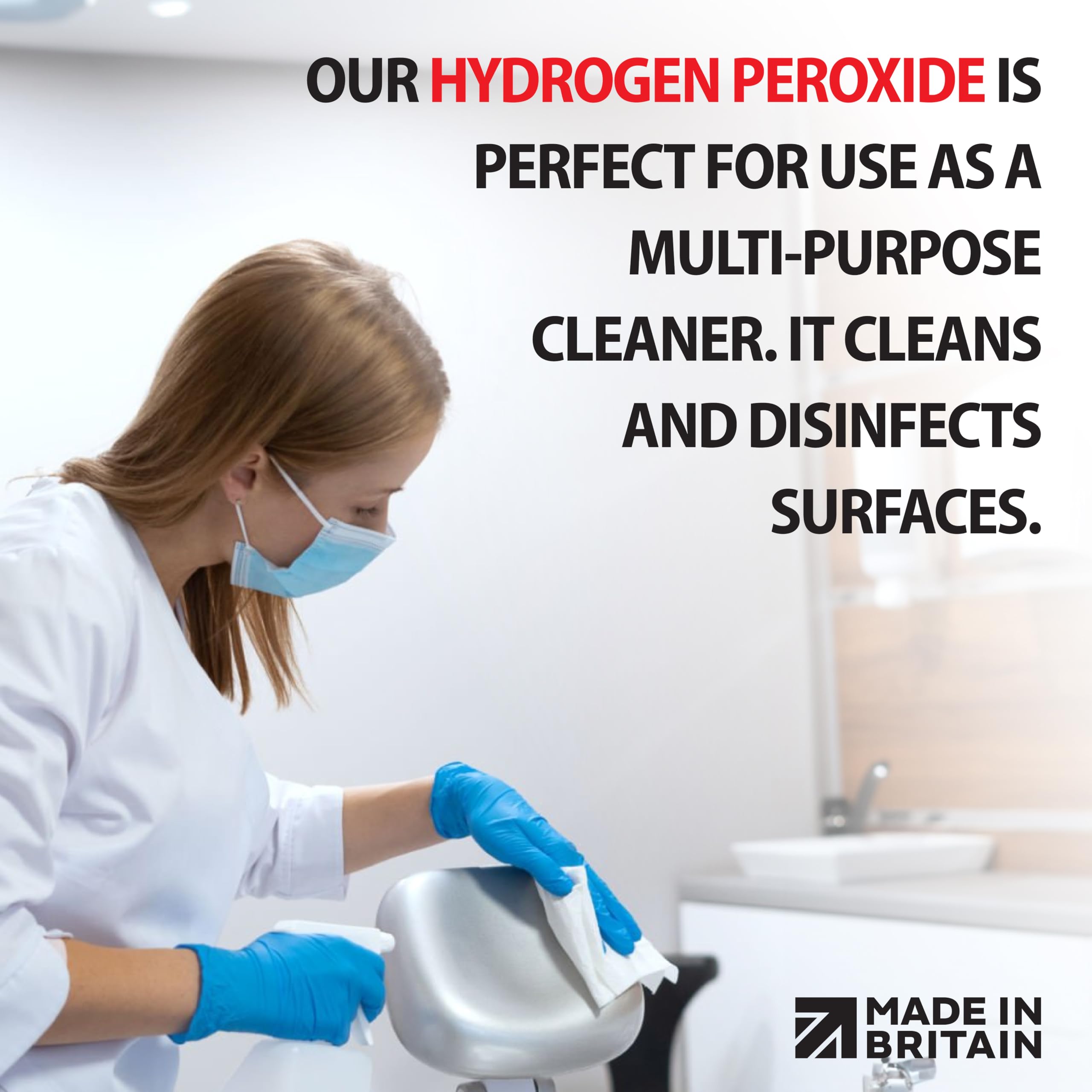 ChemLab McKLords Hydrogen Peroxide 3% Multi-Purpose Cleaner | 1 Litre Liquid | Made in UK