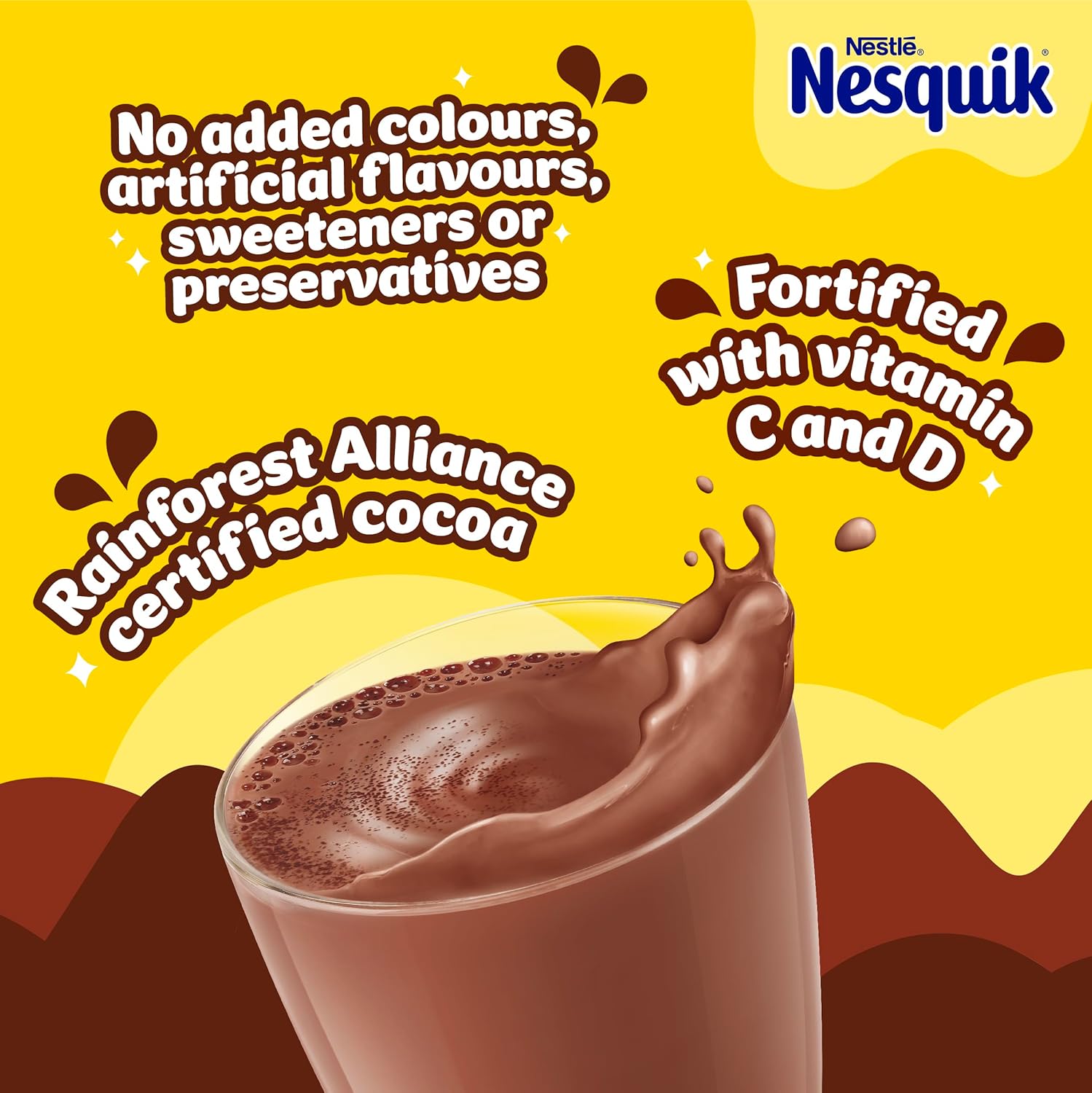 Nesquik Chocolate Flavoured Milkshake Powder 500g Tub (Pack of 10) - Gluten Free, No Artificial Additives, Fortified with Vitamins C & D 4