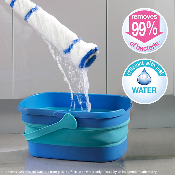 Spontex Ultra Compact Twist Mop and Bucket Set - Microfibre Mop with Built-In Wringing System