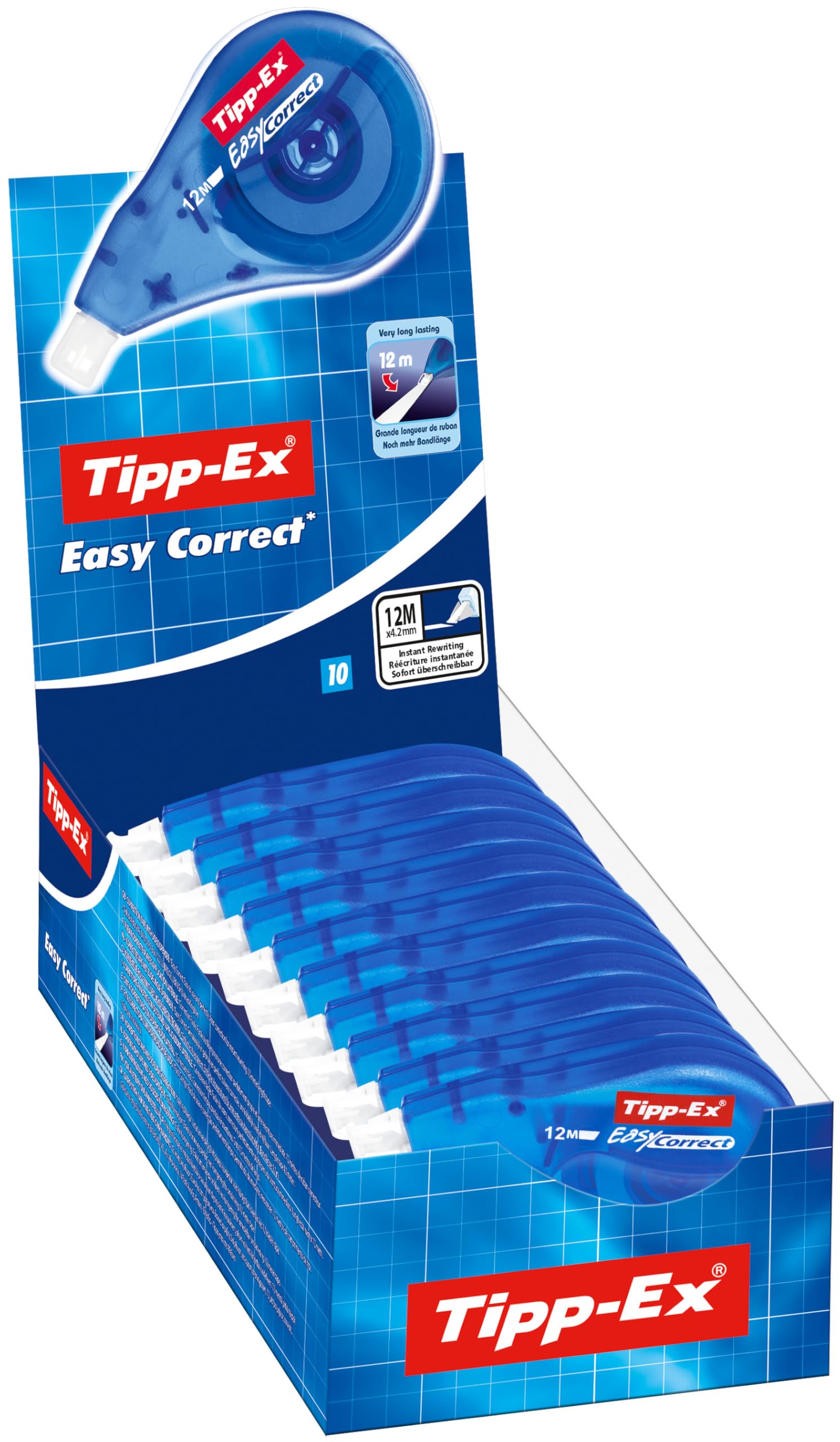 Tipp-Ex Easy Correct Correction Tape - Box of 10 Extra-Long Tear-Resistant Film | 12 m x 4.2 mm 1