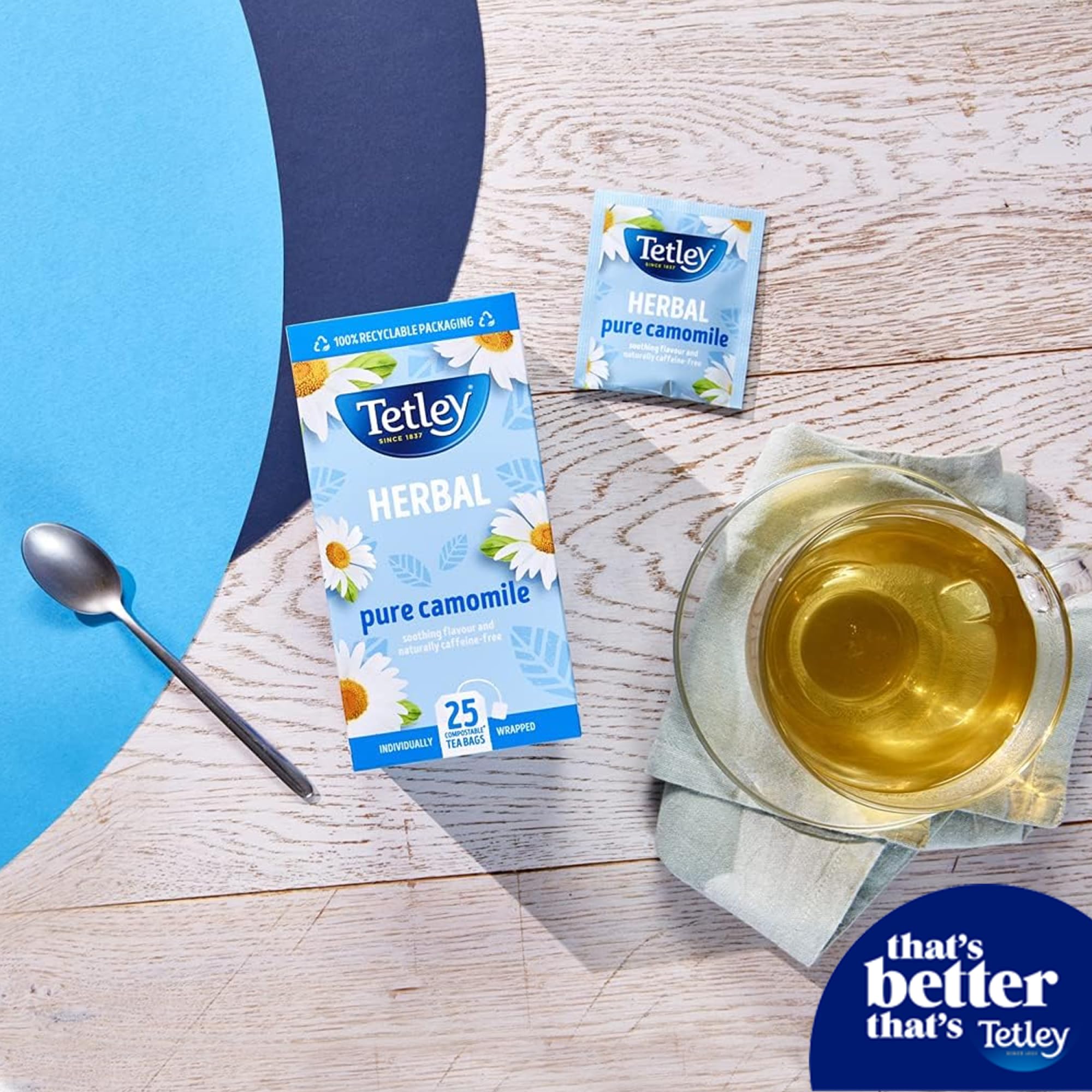 Tetley Pure Camomile Herbal Tea - 4 Boxes of 20 Teabags (80 Total), Naturally Caffeine-Free 3
