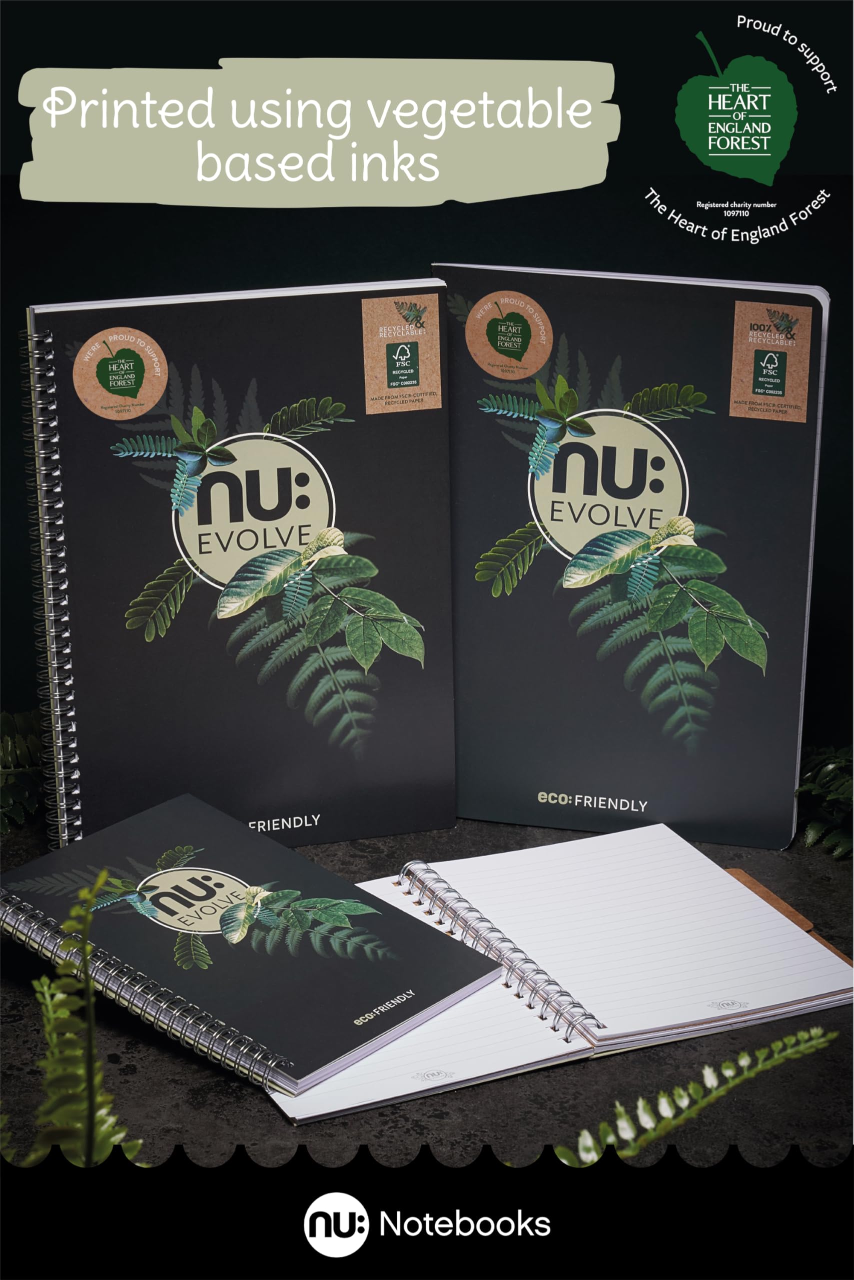 nu: Evolve Recycled A4 Wirebound Notebook - 3 Pack | Ruled | 80gsm Paper | Soft Cover 5