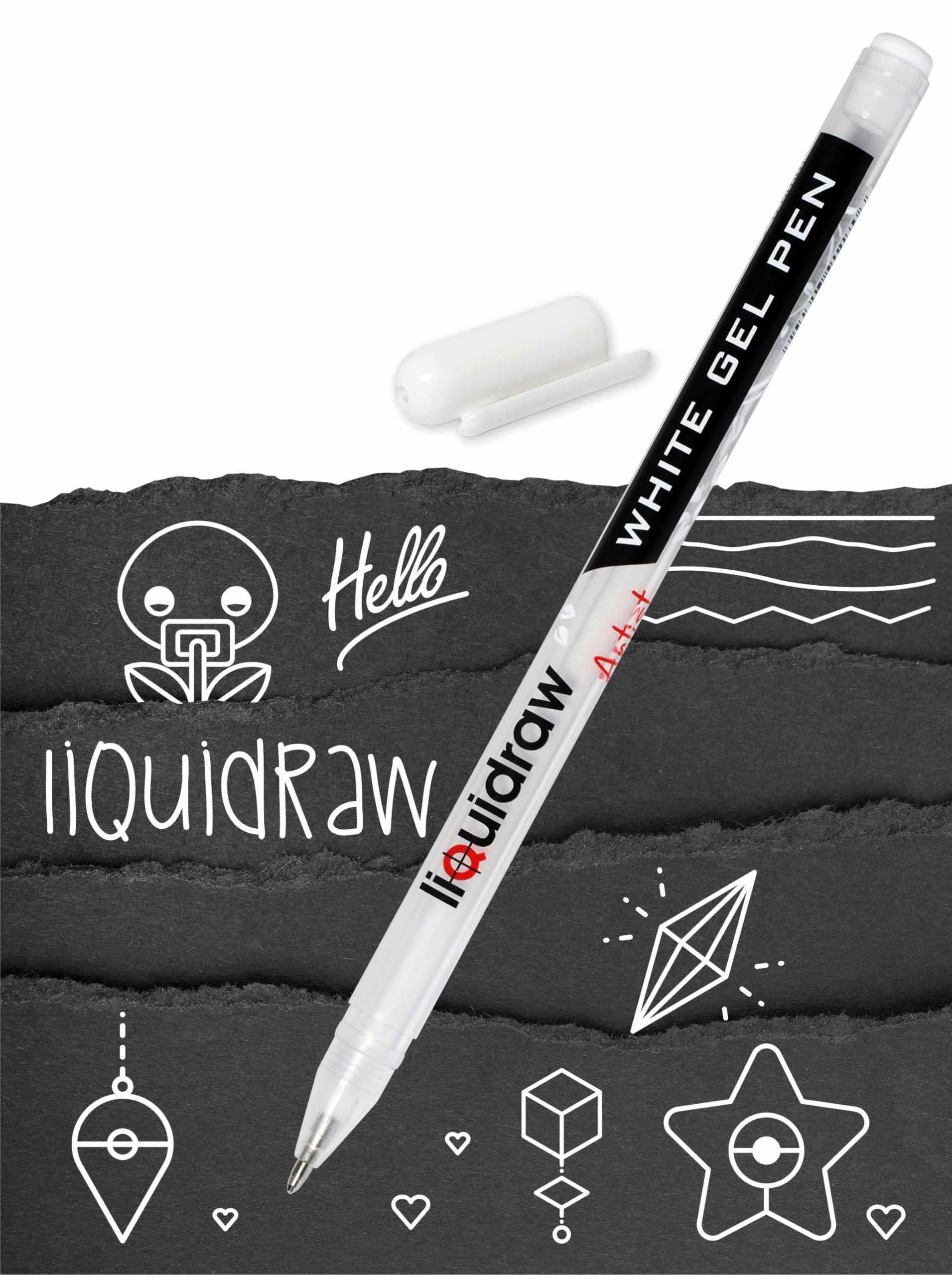 Liquidraw White Gel Pens - Set of 3 | 0.8mm Fine Point | Refillable for Artists & Crafts 2