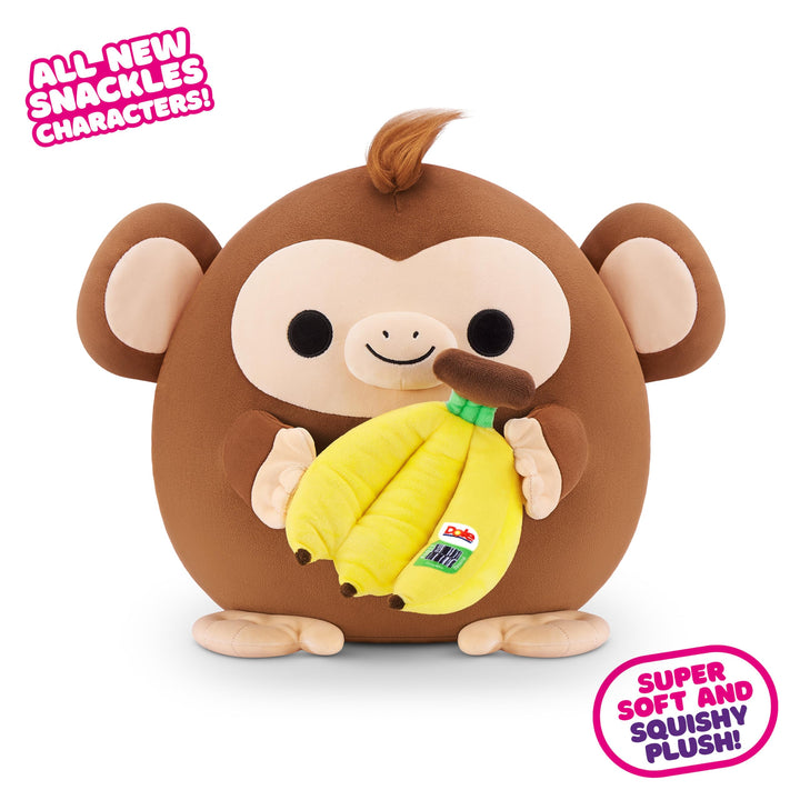 Snackles Series 2 Monkey - Dole Banana Plush Toy, 8-inch Super Soft Squishy Stuffed Animal