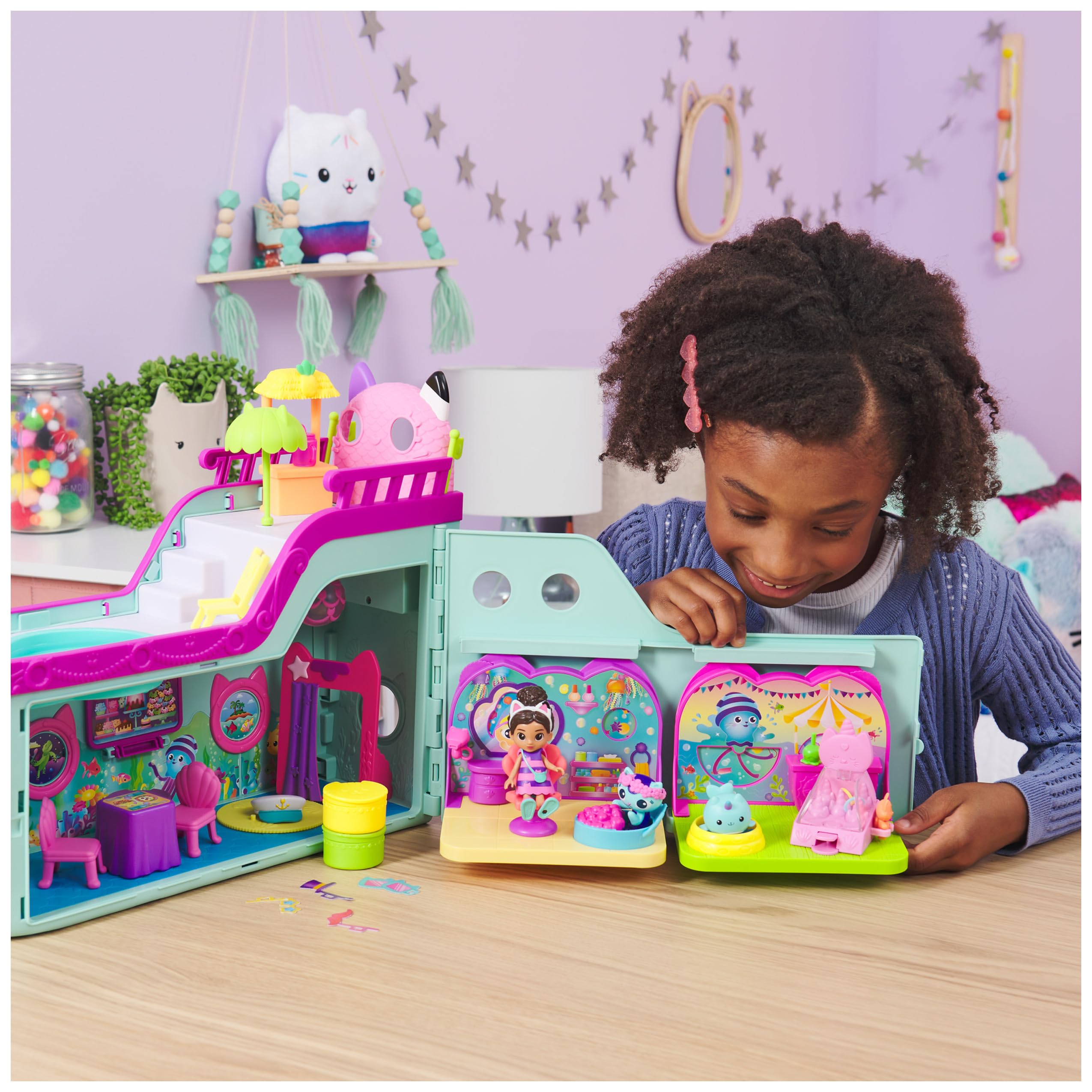 Gabby's Dollhouse Cat Friend Ship - 18-Piece Cruise Playset with Gabby & MerCat Figures, Ages 3+ 10