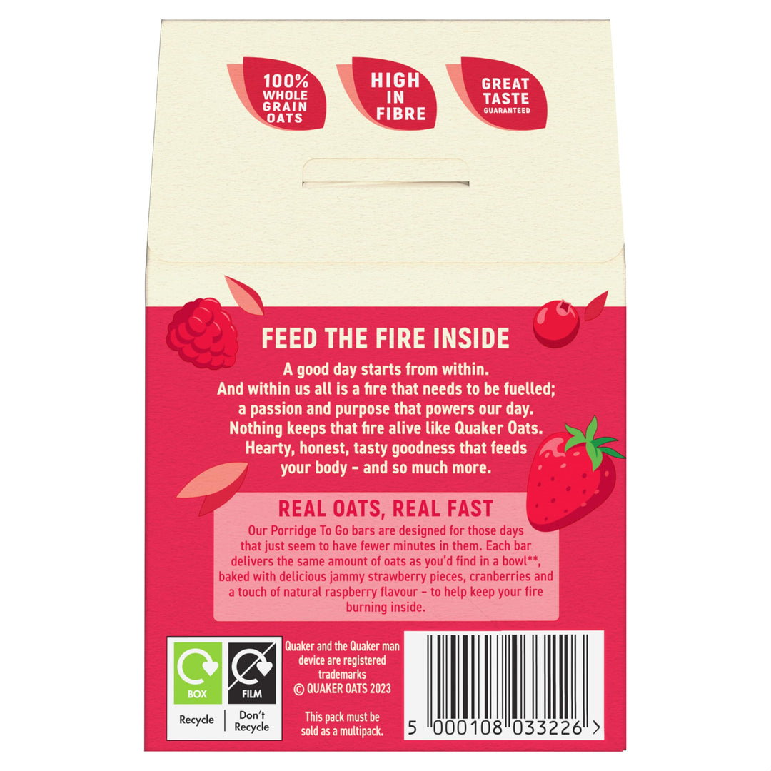 Quaker - Mixed Berries Porridge To Go Breakfast Bars 2x55 g