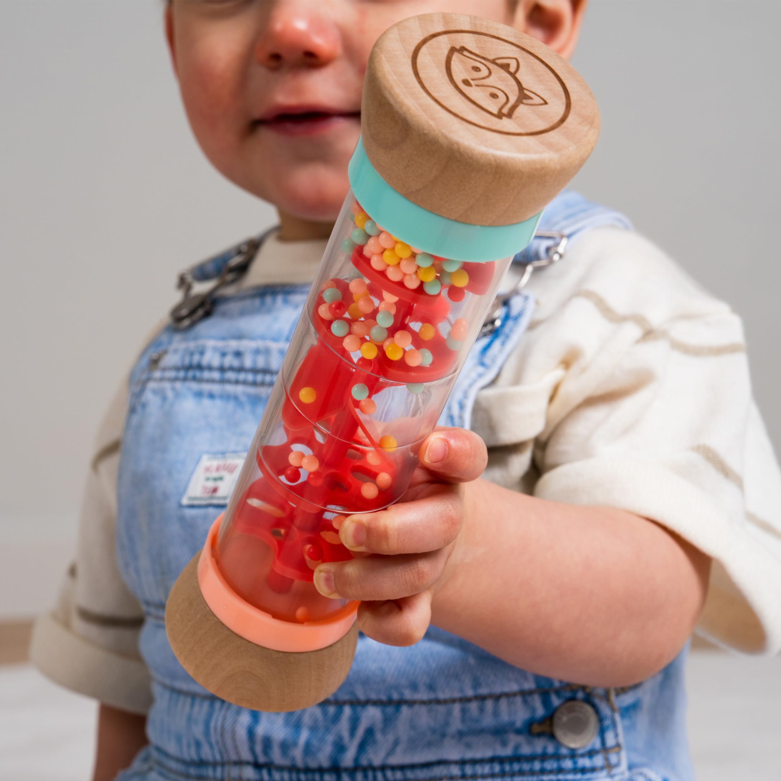 Owl & Fox Wooden Rainmaker Baby Rattle Toy - Soothing Sounds, Sensory Development | 12+ Months 5