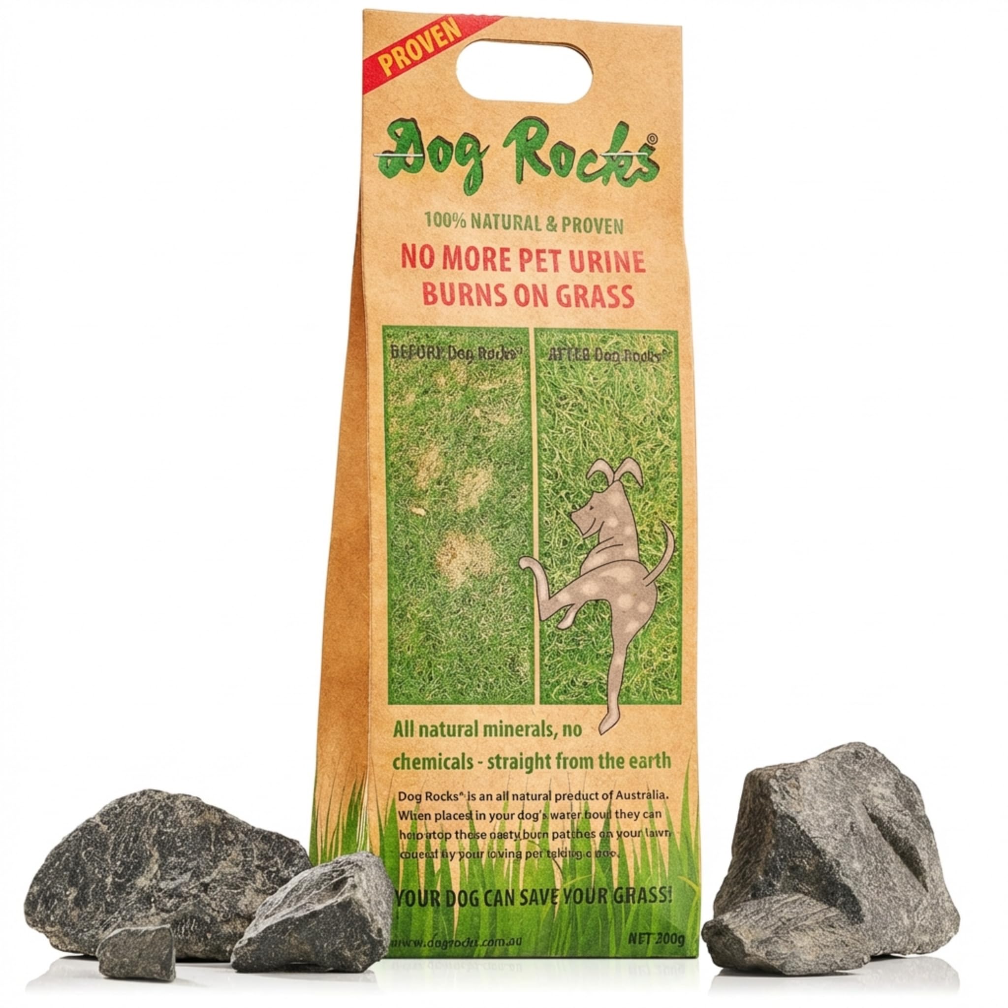 Dog Rocks Urine Patch Preventer - All-Natural Lawn Protection | 200g Bag