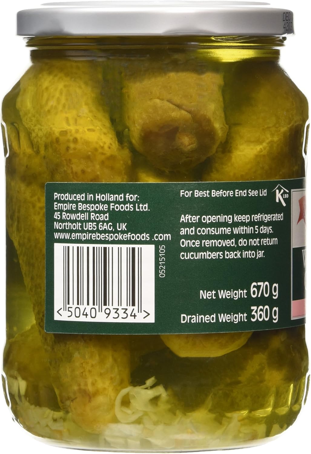 Elswood Whole Sweet Cucumbers 670g Jar