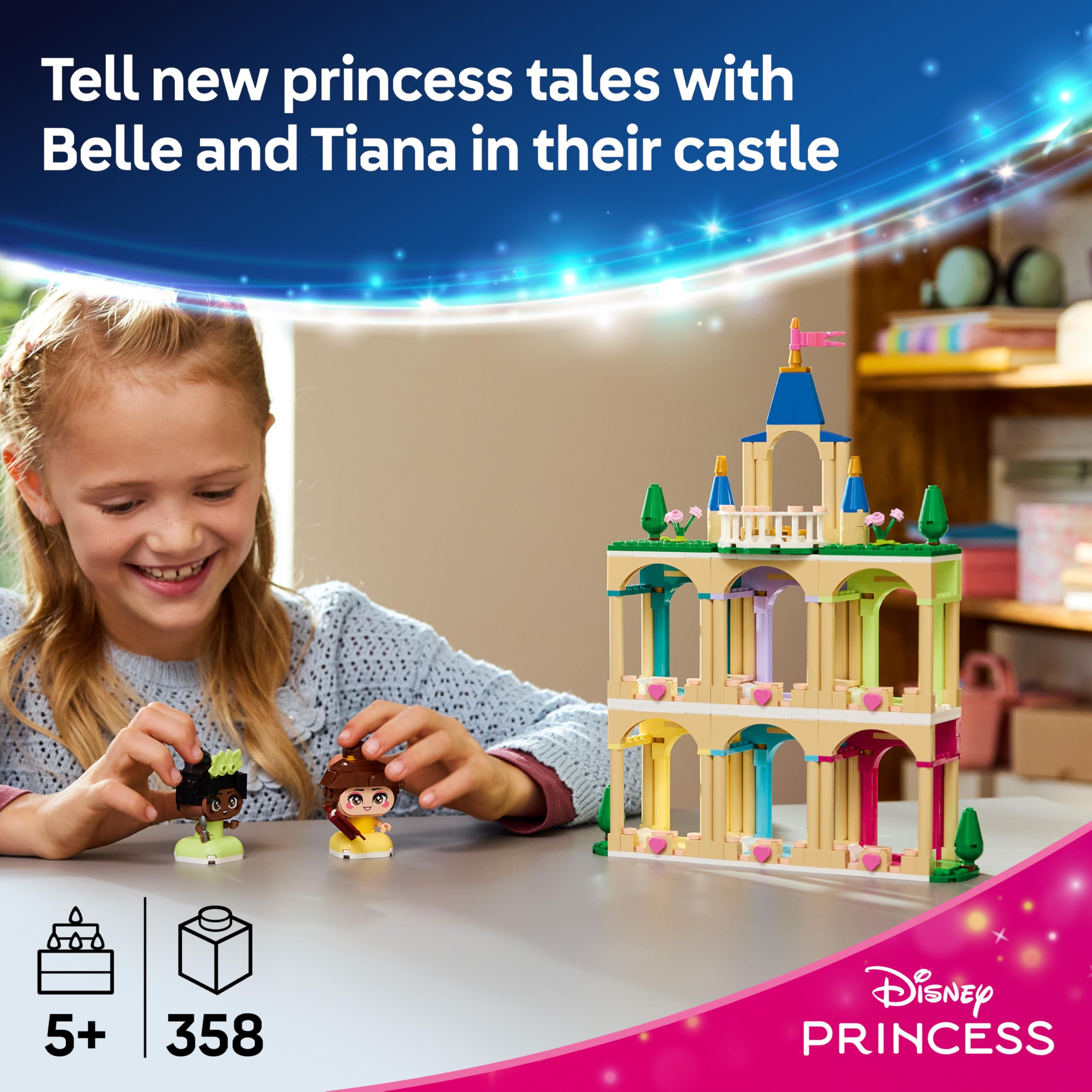 LEGO Disney Princess Mini Belle & Tiana with Castle Building Set | Ages 5+ | Model 43291 2