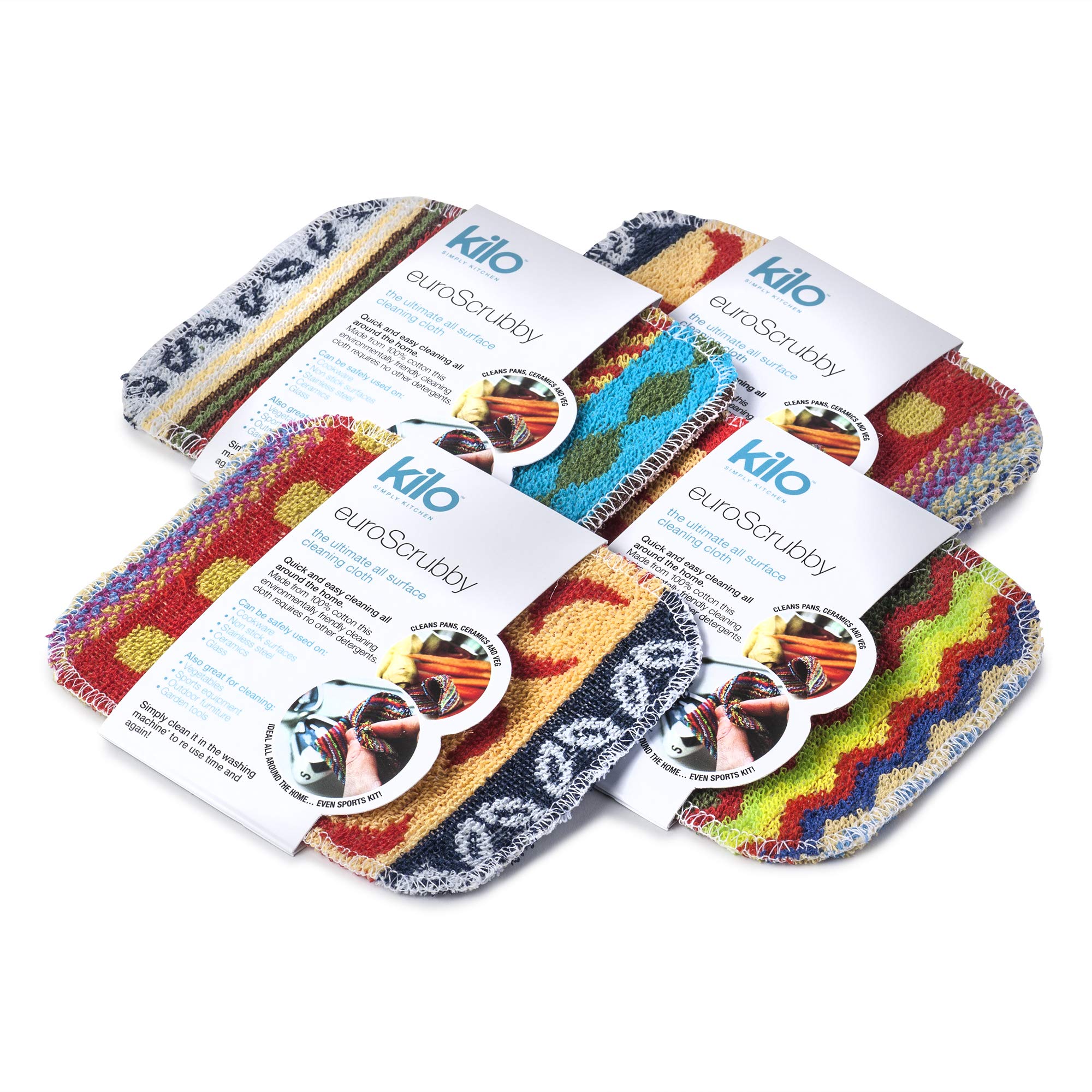 Kilo Non-Scratch Scourer Set of 4 - Multi-Purpose, Environmentally Friendly Cleaning Cloth | 17x13cm