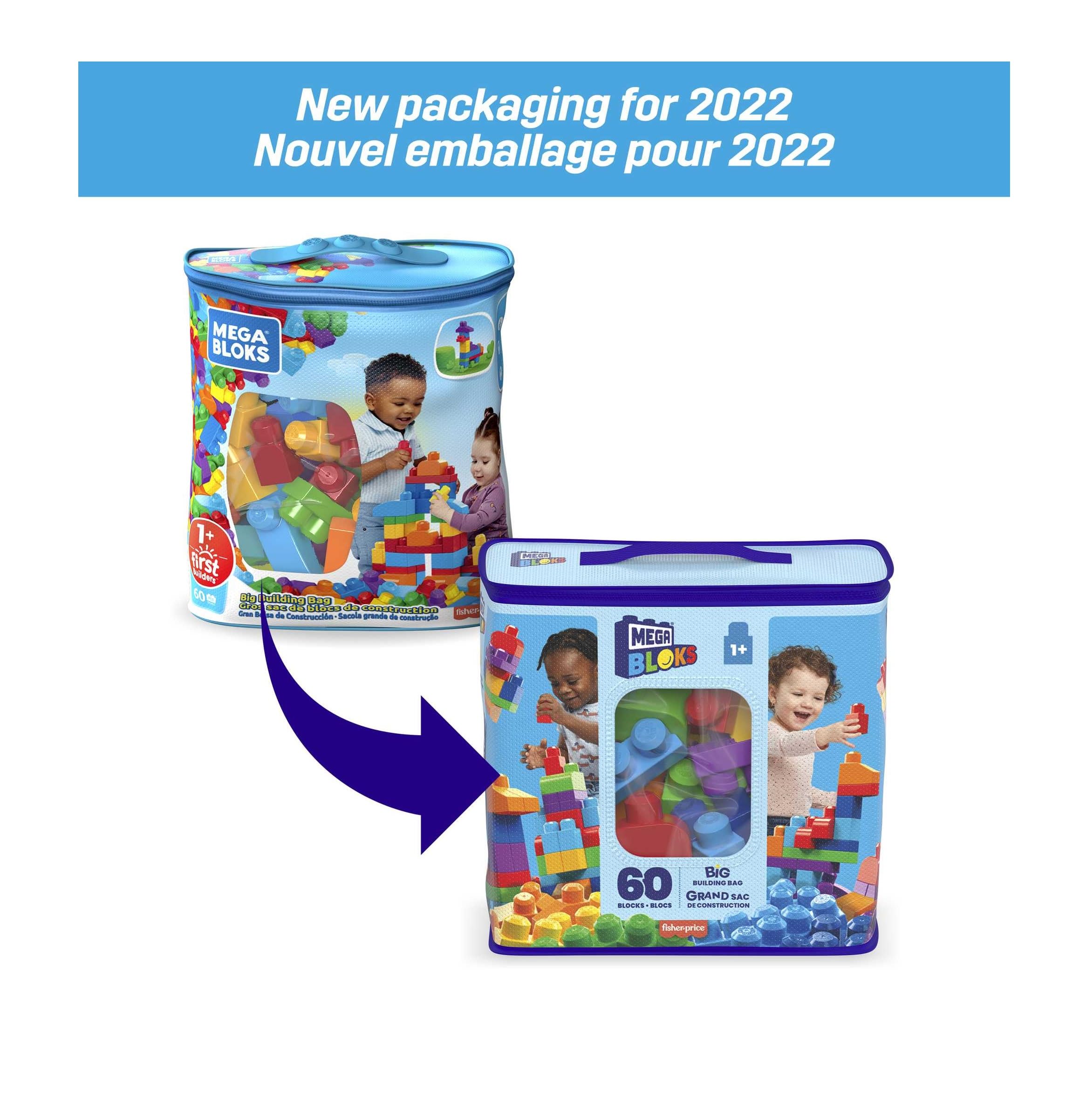 Mega Bloks DCH55 Grand sac de construction, bleu 60 pièces 7