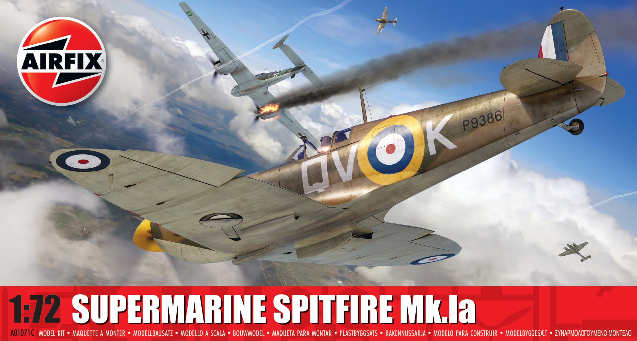 Airfix Supermarine Spitfire Mk.Ia Model Kit A01071C | 1:72 Scale | Skill Level 1 | 36 Parts