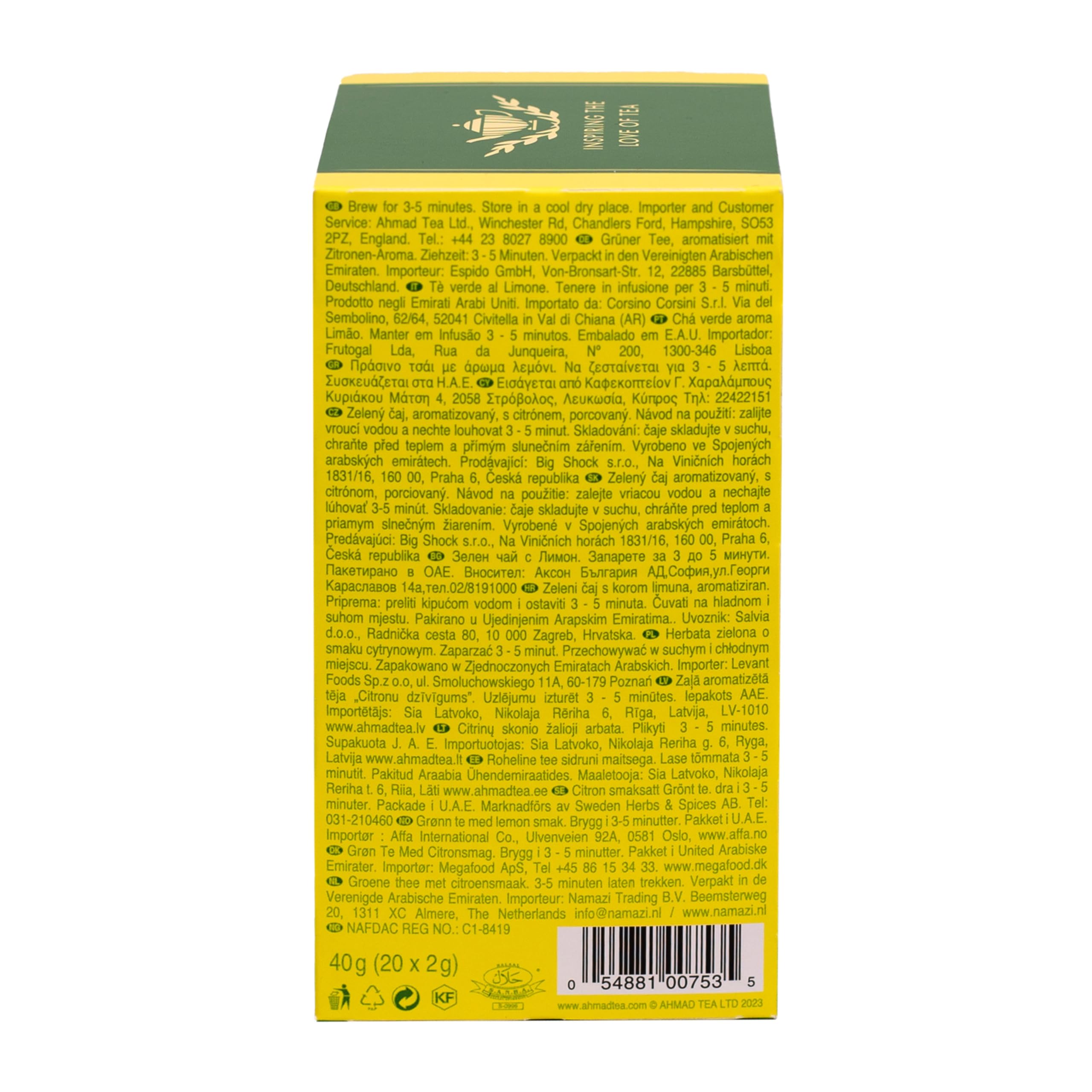 Ahmad Tea Lemon Vitality Grüner Tee | 20 einzeln in Folie verpackte Teebeutel | Frische Zitrus-Grünteemischung 3