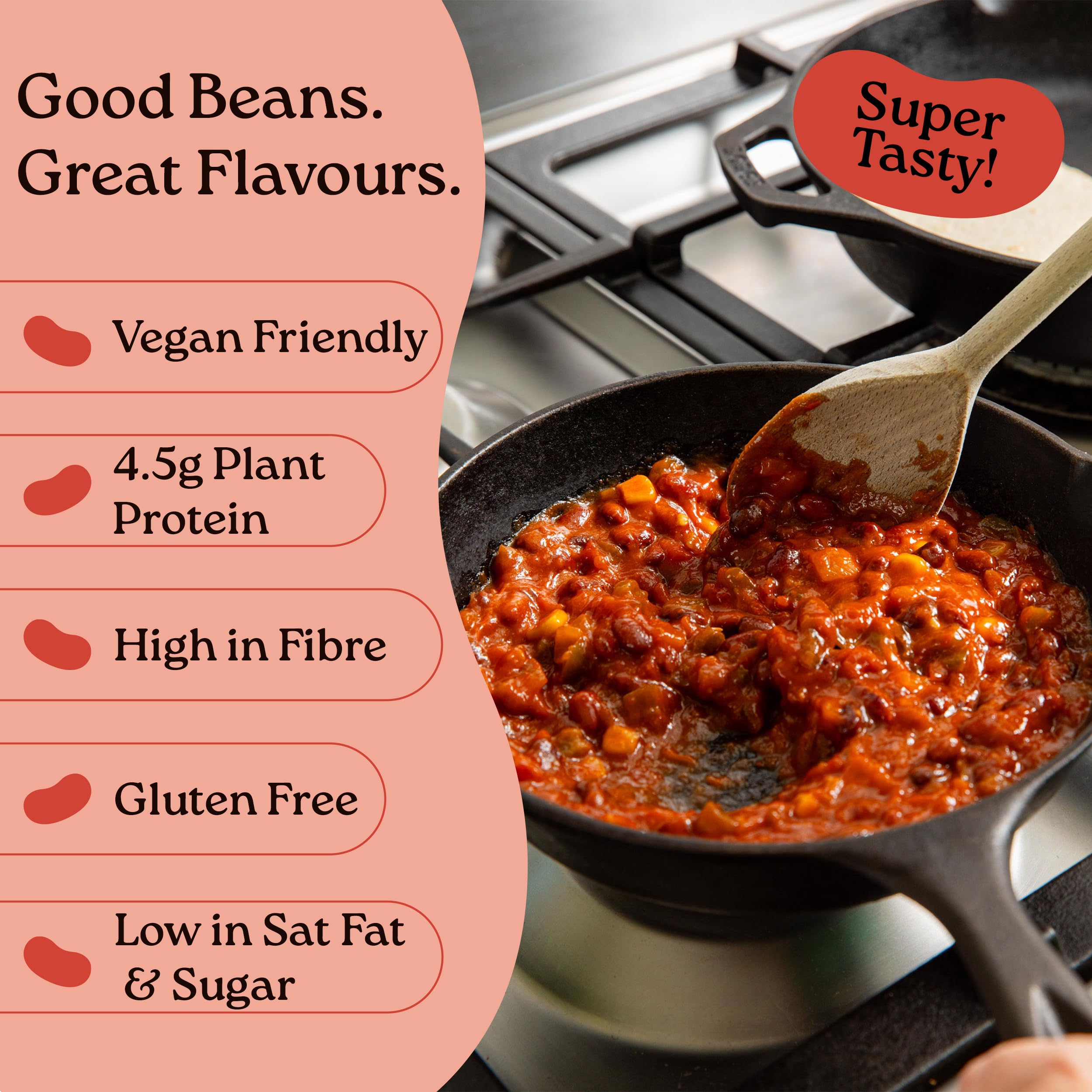 The Good Bean Co Mexican Baked Beans 350g - Spicy Black Beans in Smoky Chilli Sauce 10