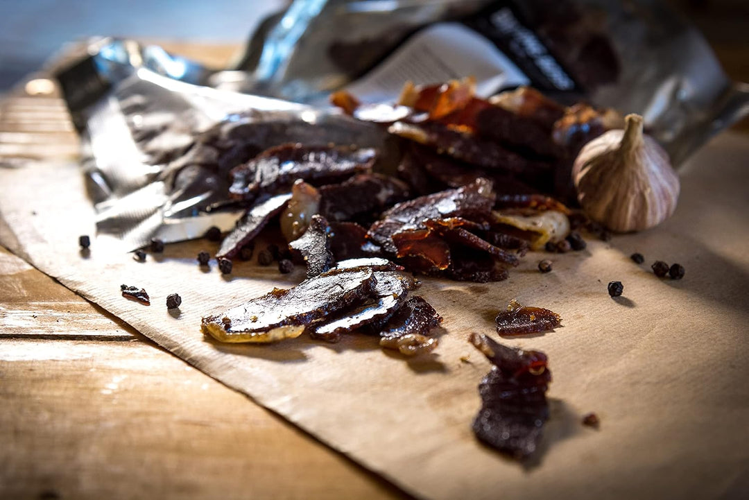 Biltong Boss Garlic Cracked Black Pepper Premium Beef Biltong - High Protein Meat Snack