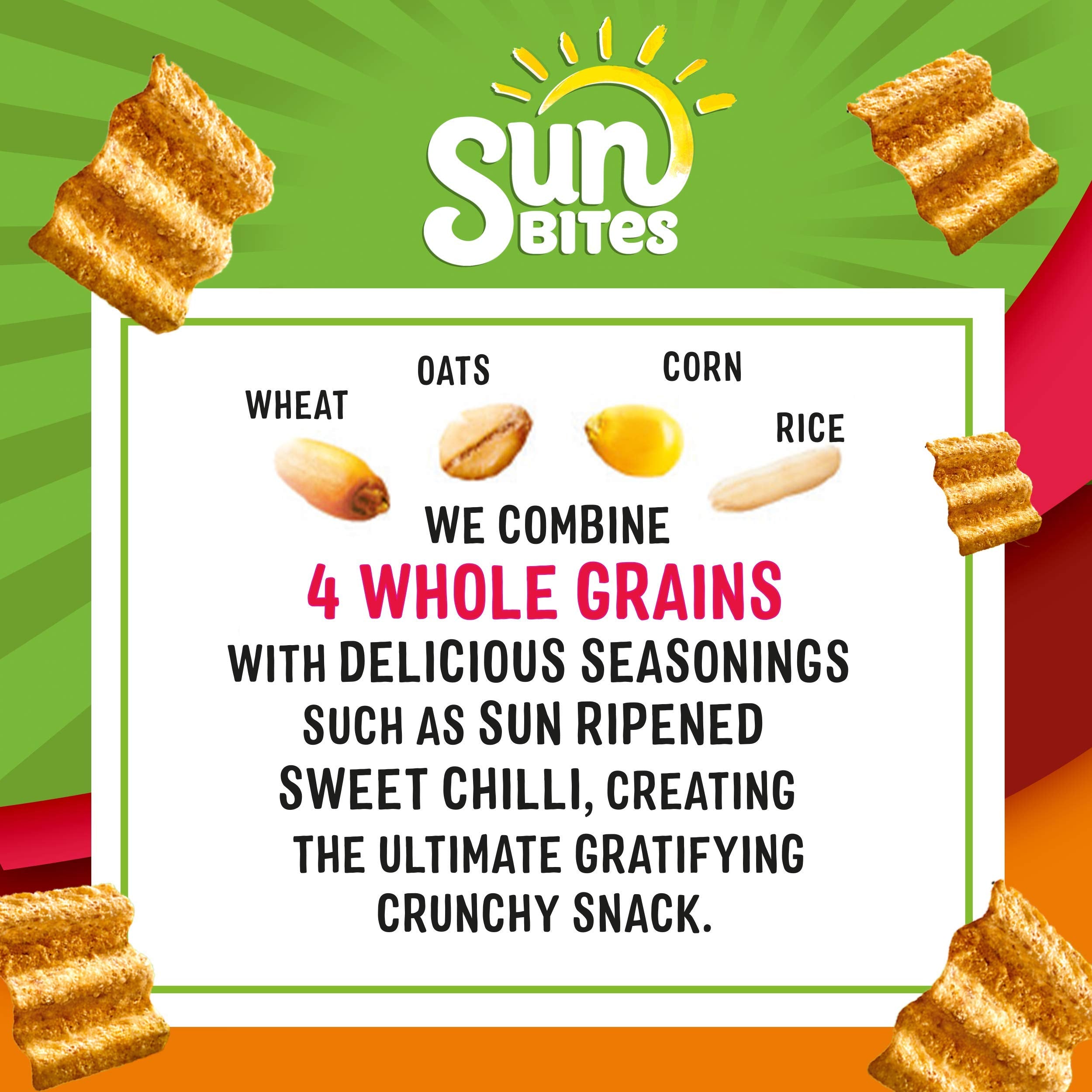 Sunbites Sour Cream & Cracked Black Pepper Wholegrain Snacks, 6x25g Multipack 4