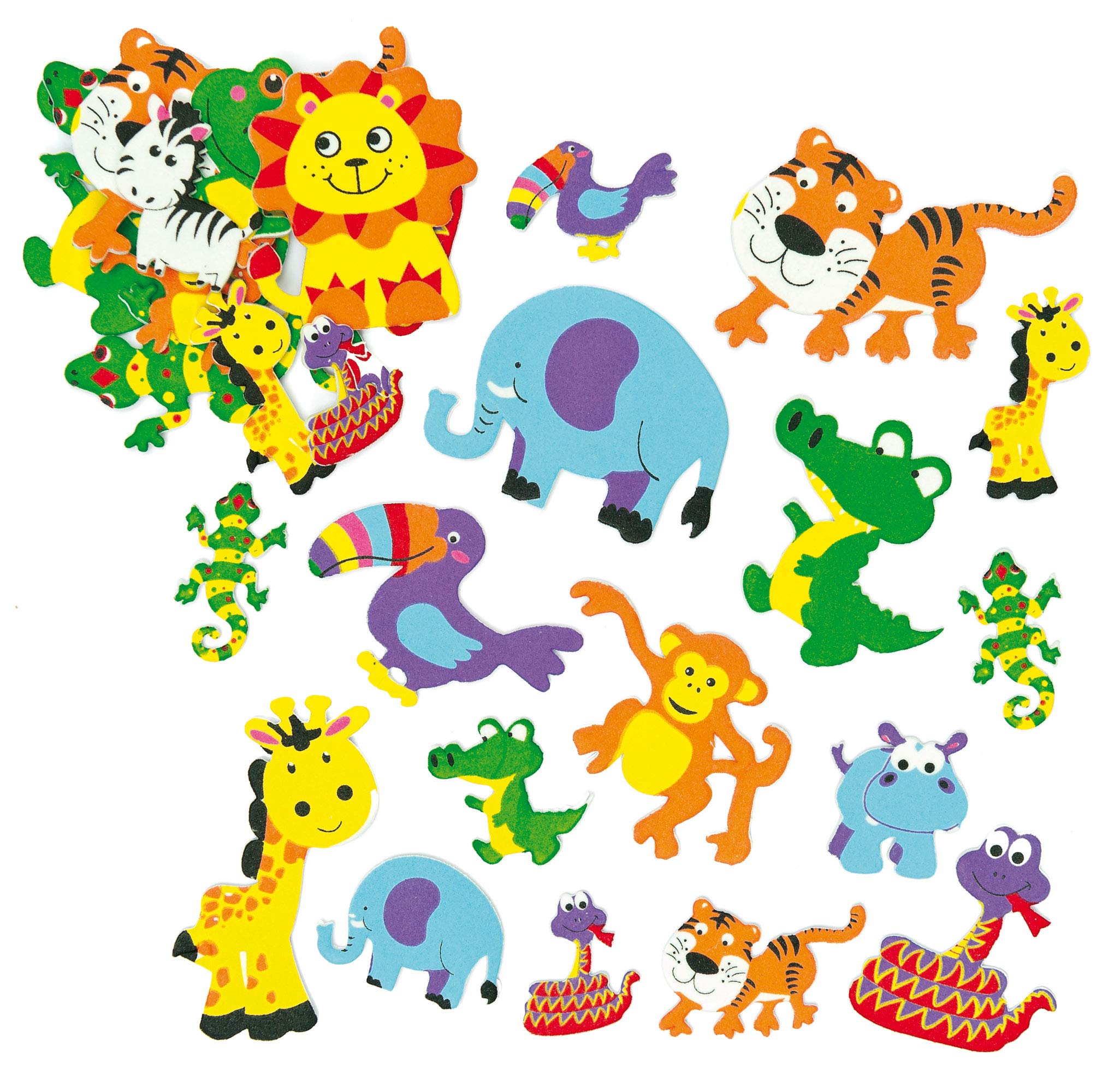 Baker Ross Jungle Animal Foam Stickers (96 Pack) - Self Adhesive Puffy Scrapbook Embellishments 3