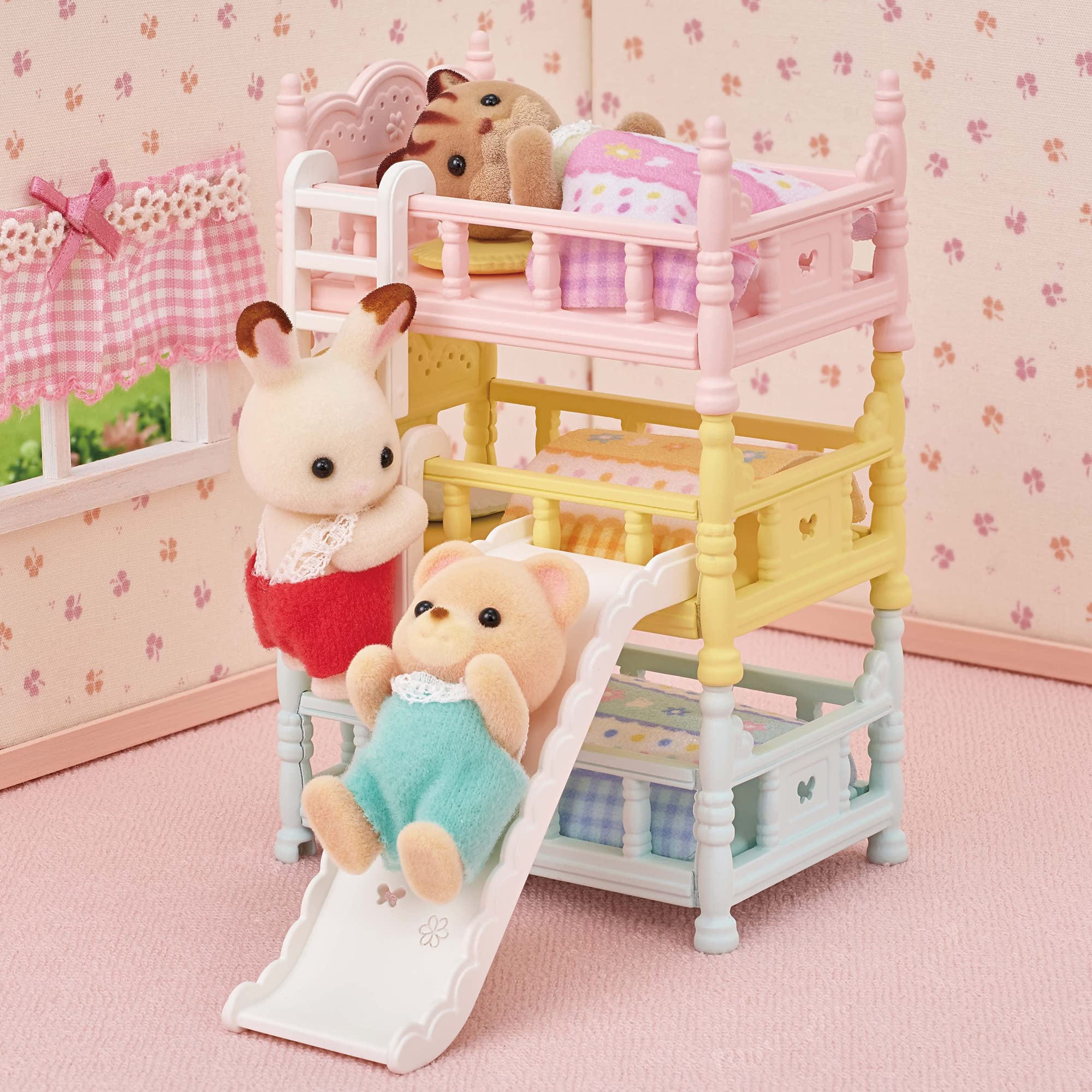 Sylvanian Families Triple Bunk Beds Playset | Includes Slide & Pillows | Ages 3+ 3