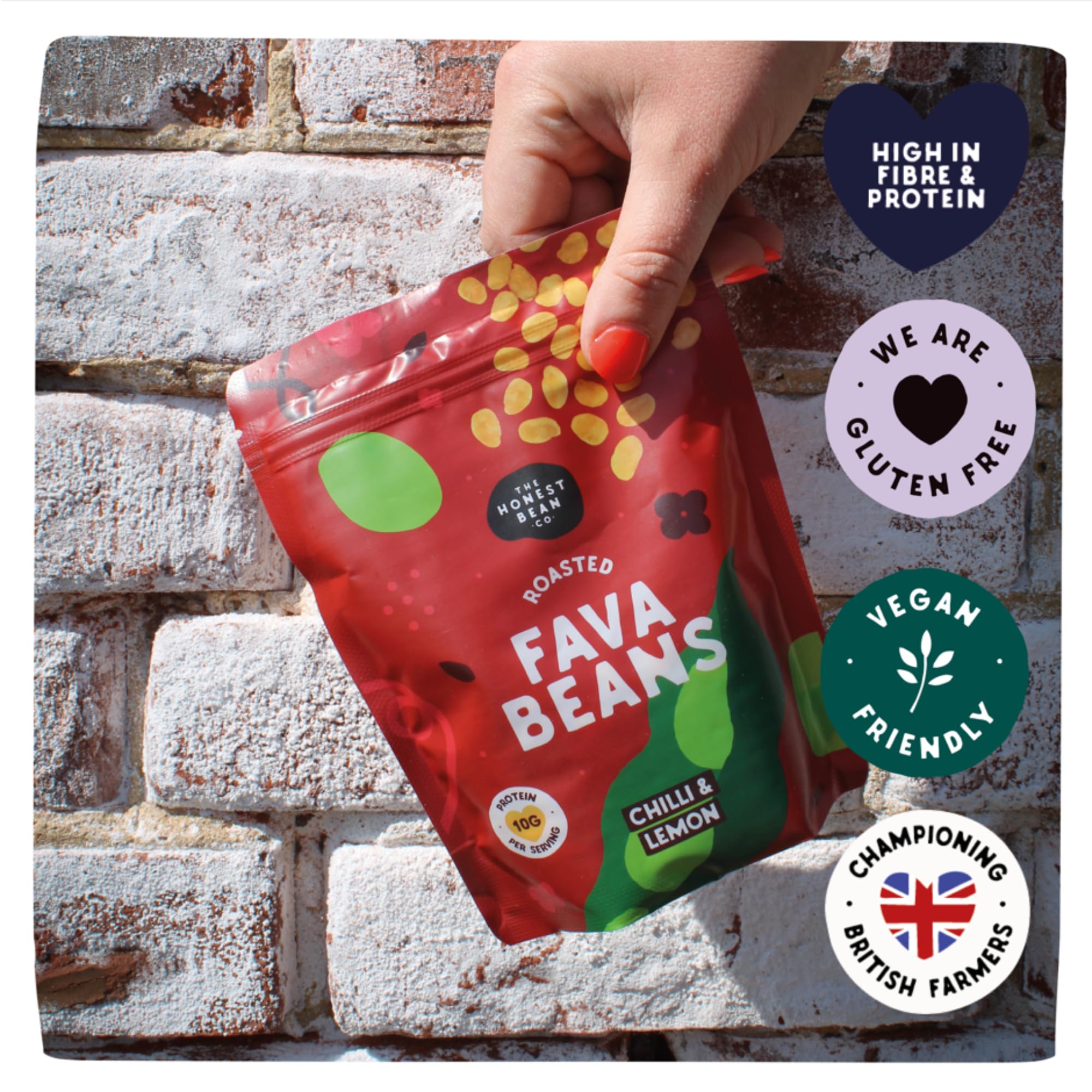 The Honest Bean Co Roasted Fava Bean Chilli & Lemon High Protein Vegan Snack 6 x 120g 7