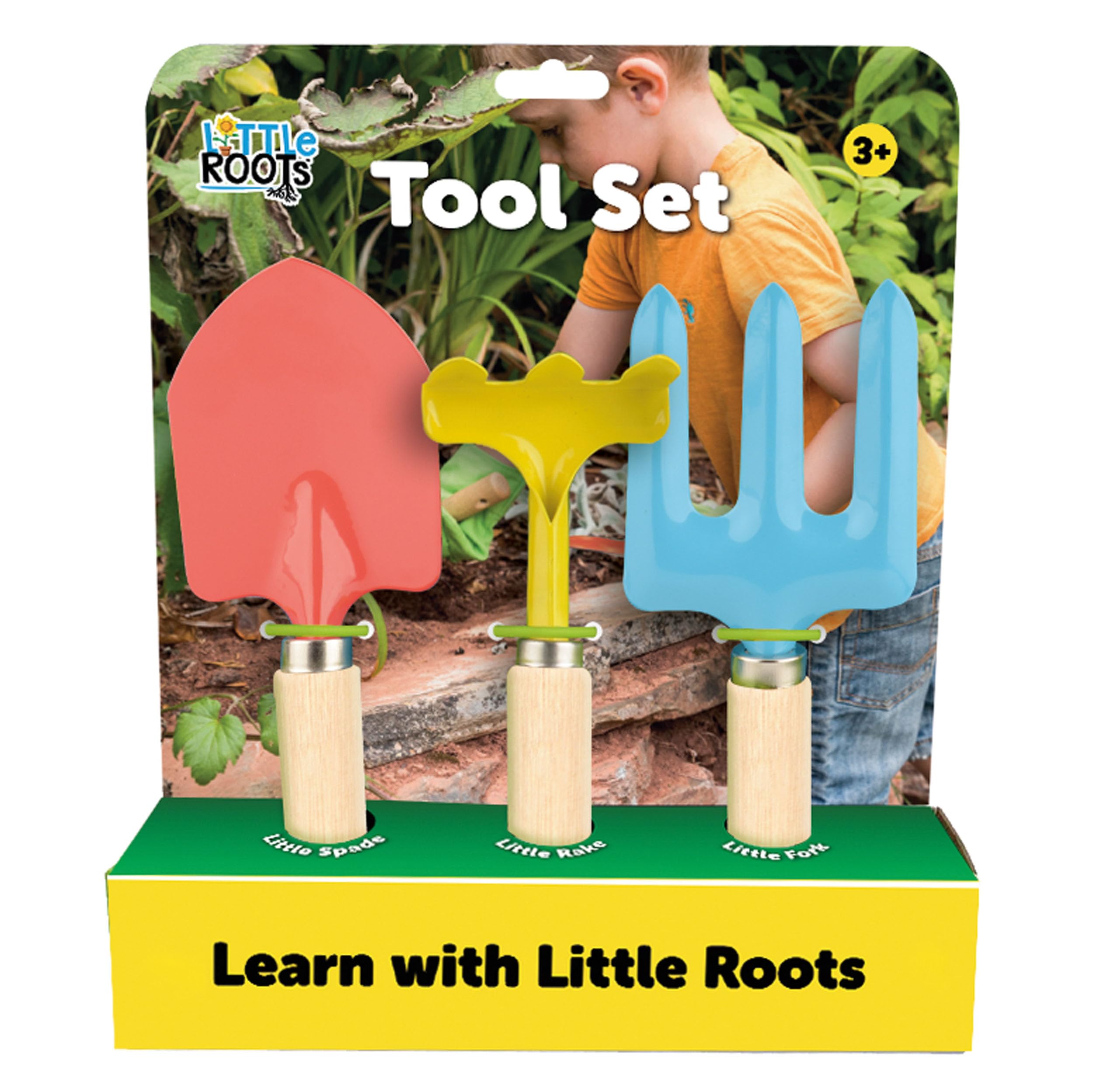 Toyrific Little Roots 3 Piece Children's Gardening Tool Set with Wooden Handles | Ages 3+ 1