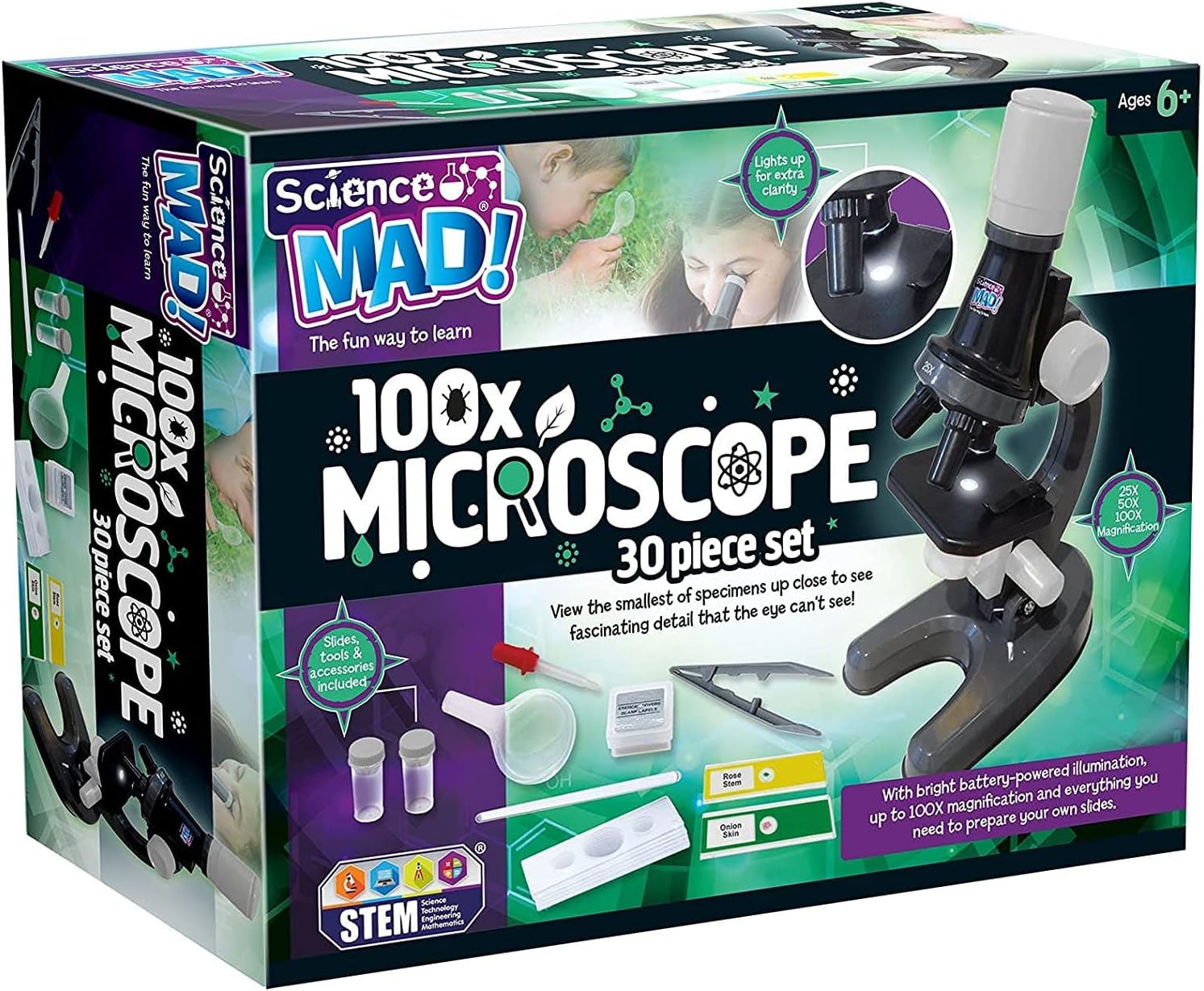 Science Mad SM45 Rose 100x Microscope - Educational STEM Toy for Kids 6+ 1