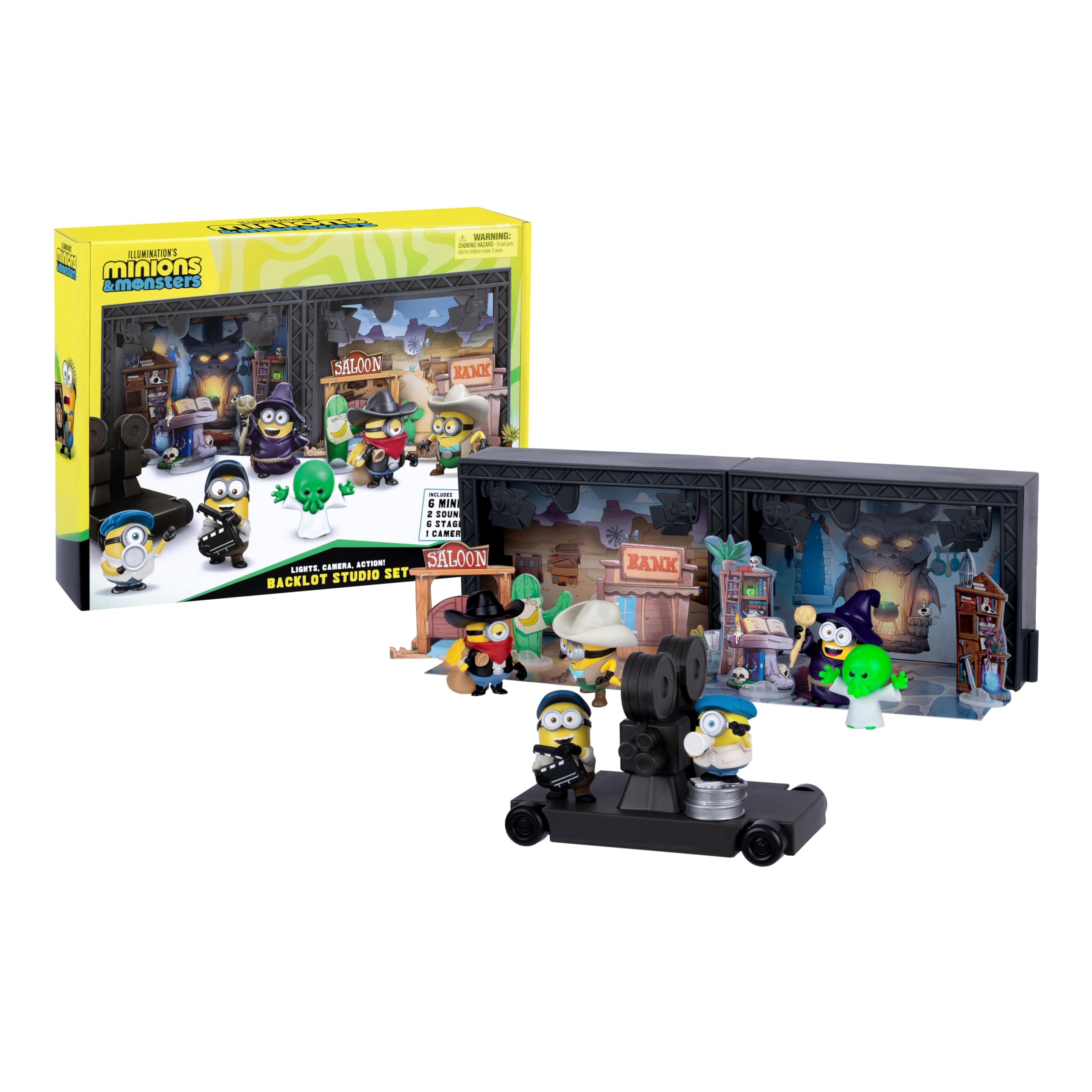 MINIONS Illumination's Monsters Backlot Studio Set with 6 Figures | Ages 4+ | Model 59368