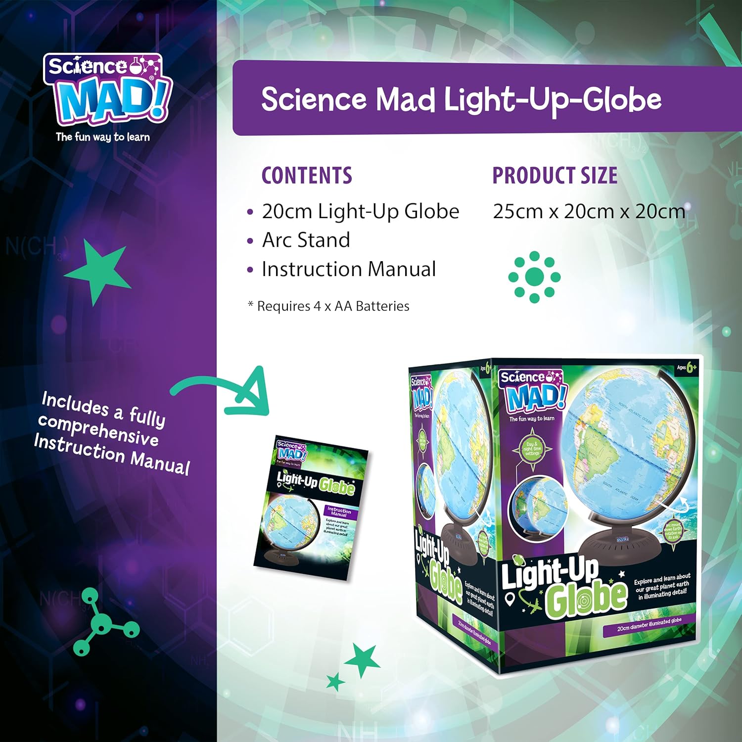 Science Mad SM53 Light up Globe 5