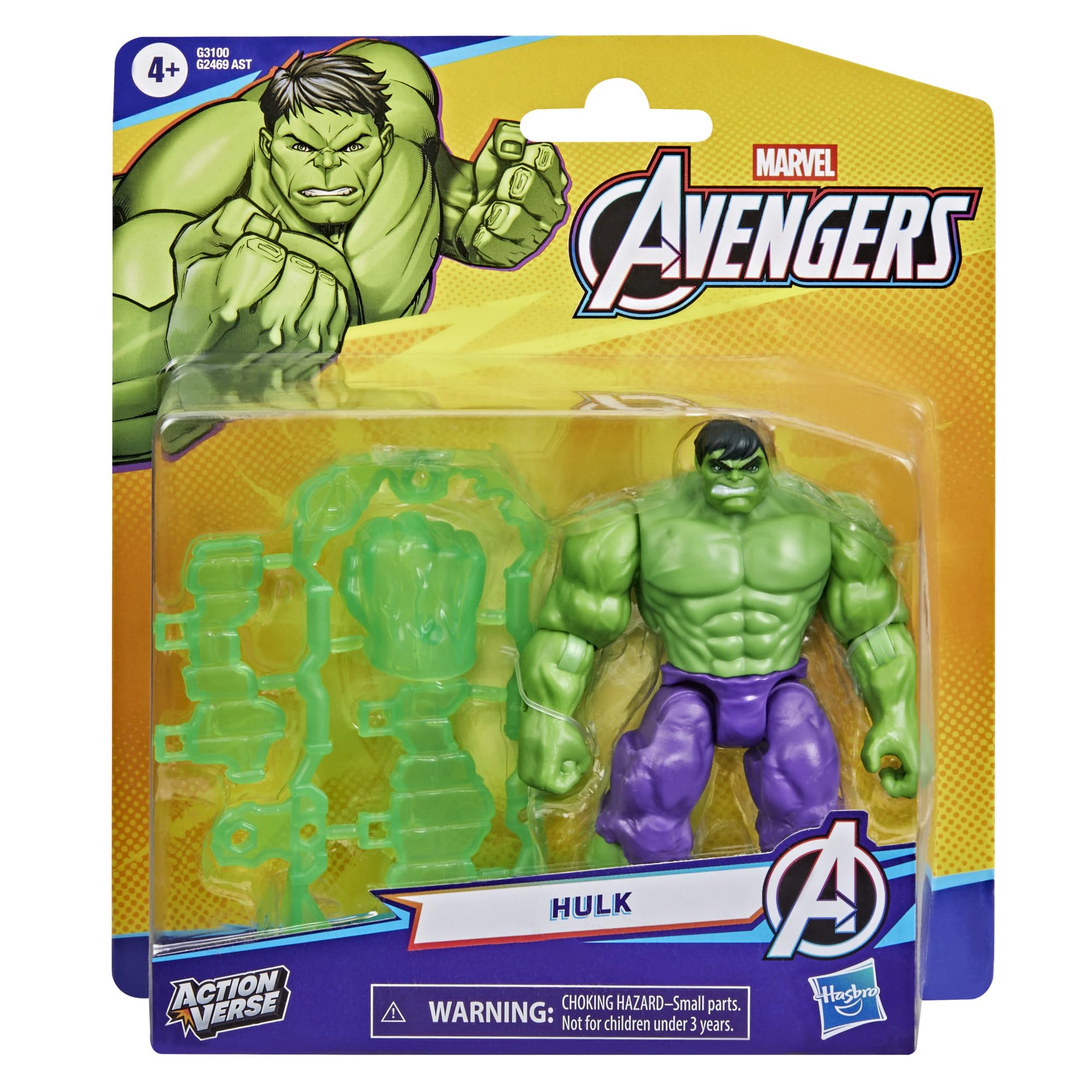 Marvel Hulk Action Figure - 4.5-Inch Poseable Toy with 3 Accessories | Ages 4+ 4