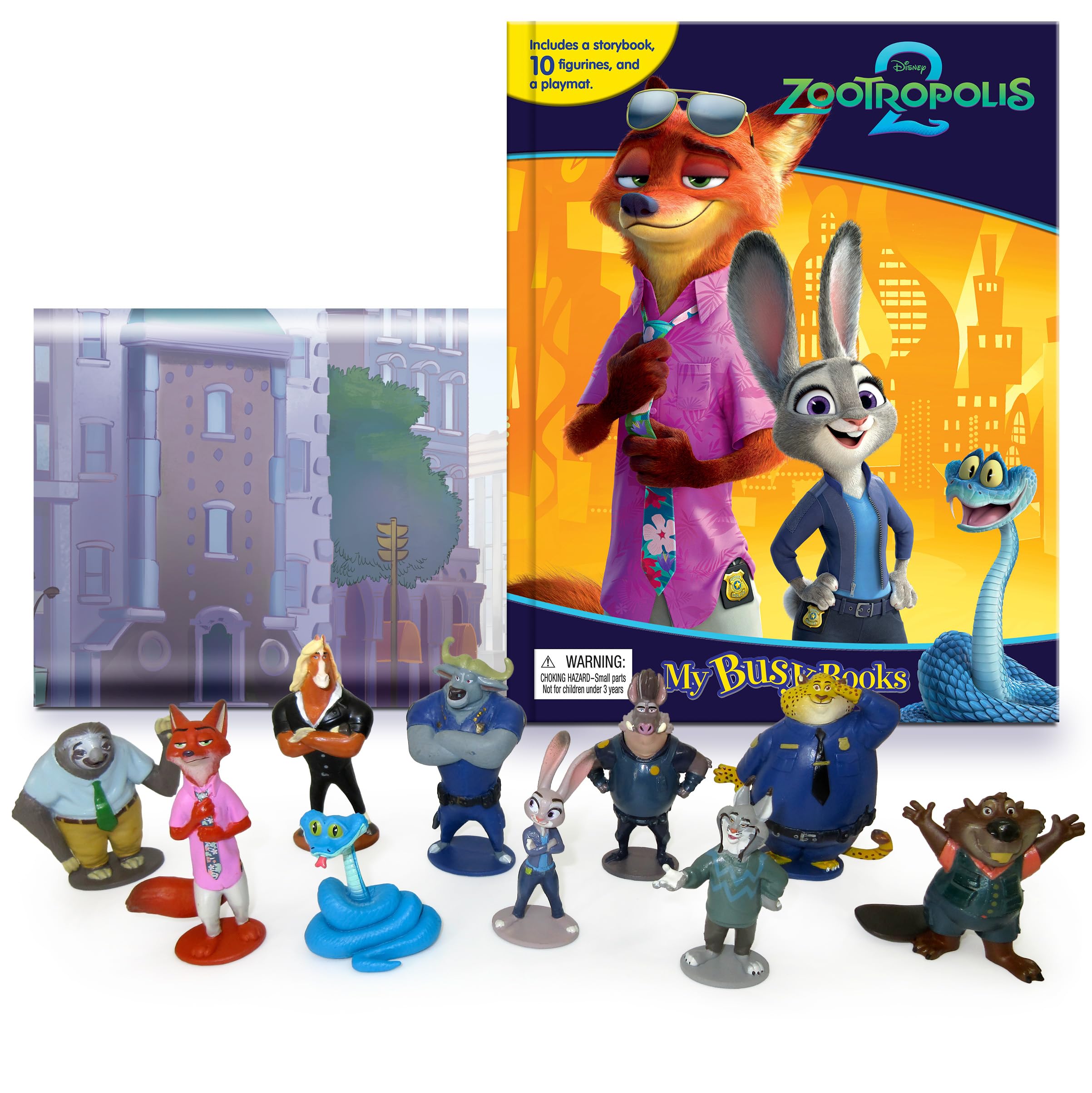 Phidal Disney Zootropolis 2 My Busy Books - Storybook, 10 Figurines, Playmat | Kids Edition 1