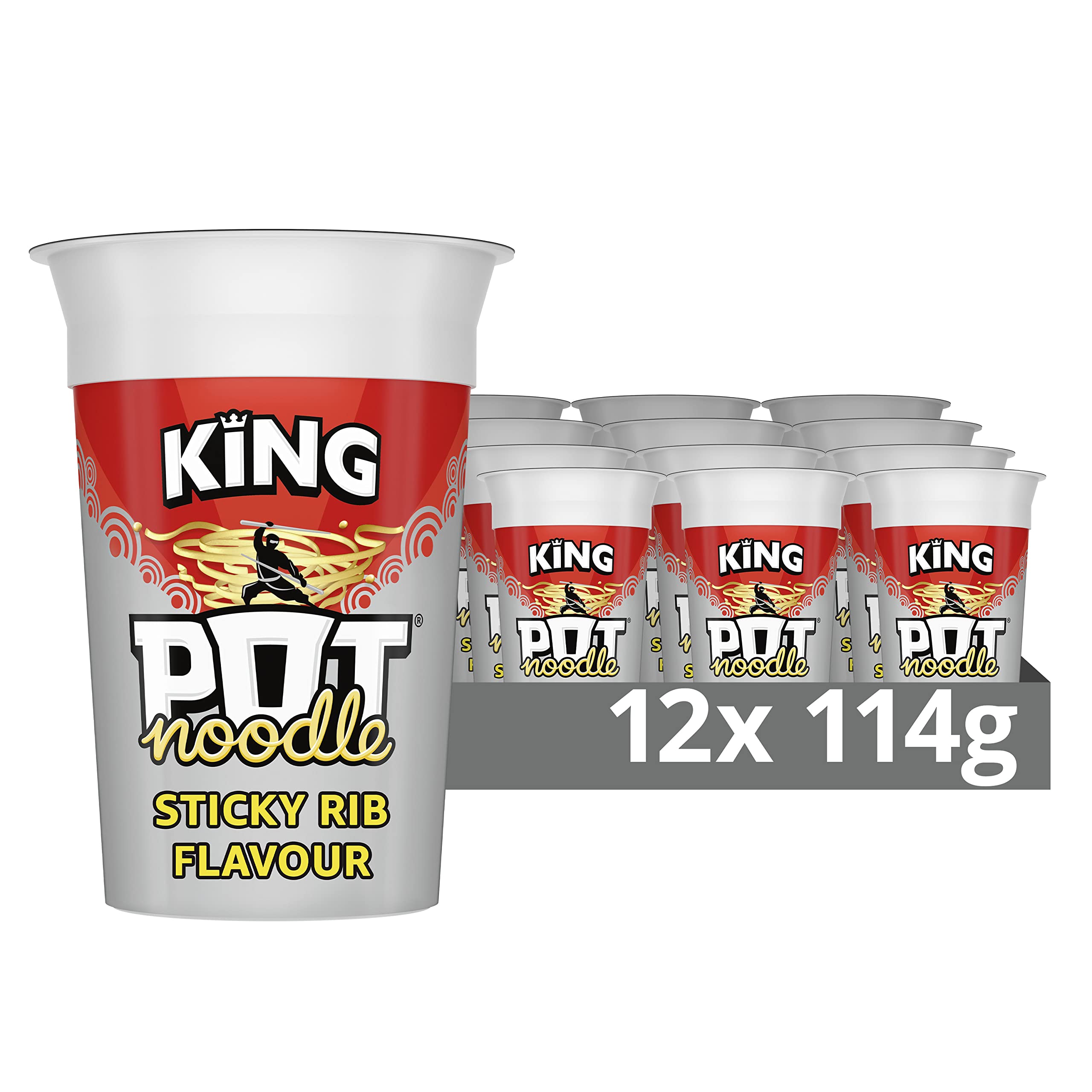 Pot Noodle Sticky Rib King Pot Instant Vegetarian Noodles | 114g King Size Pot