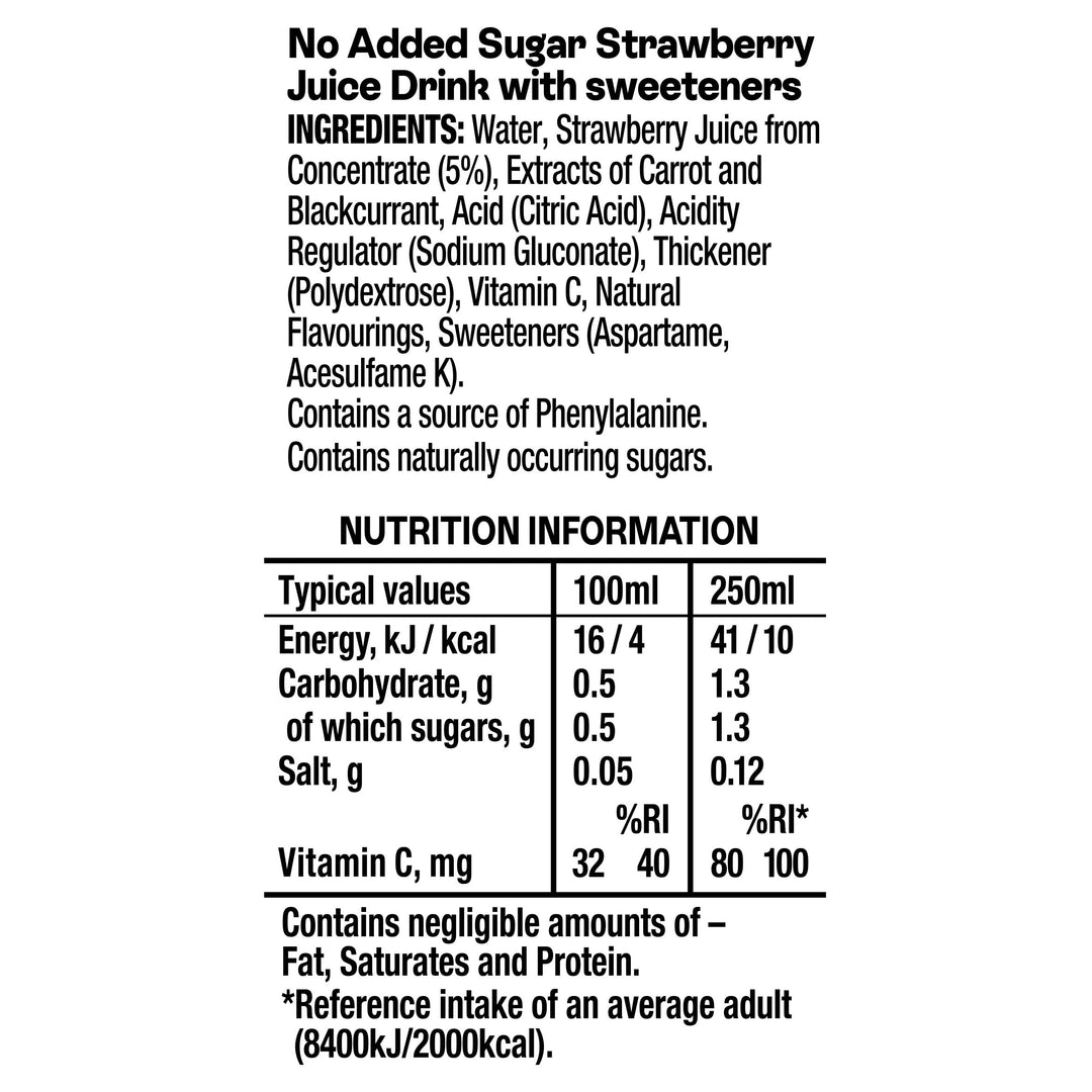 Ribena - Strawberry No Added Sugar Juice Drink Multipack 6x 250ml
