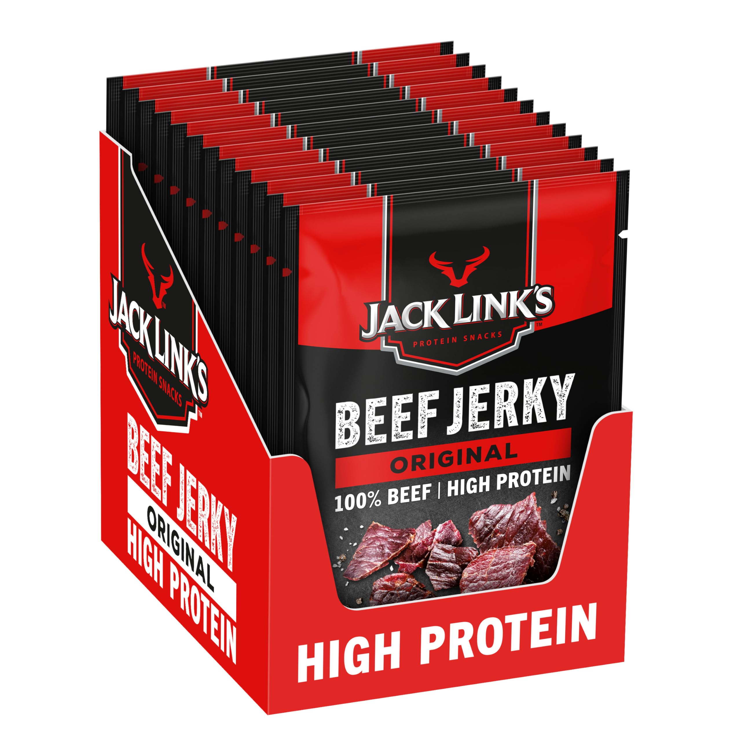 Jack Link's Beef Jerky Original Flavor High Protein Meat Snack Multipack 12 x 25g 5