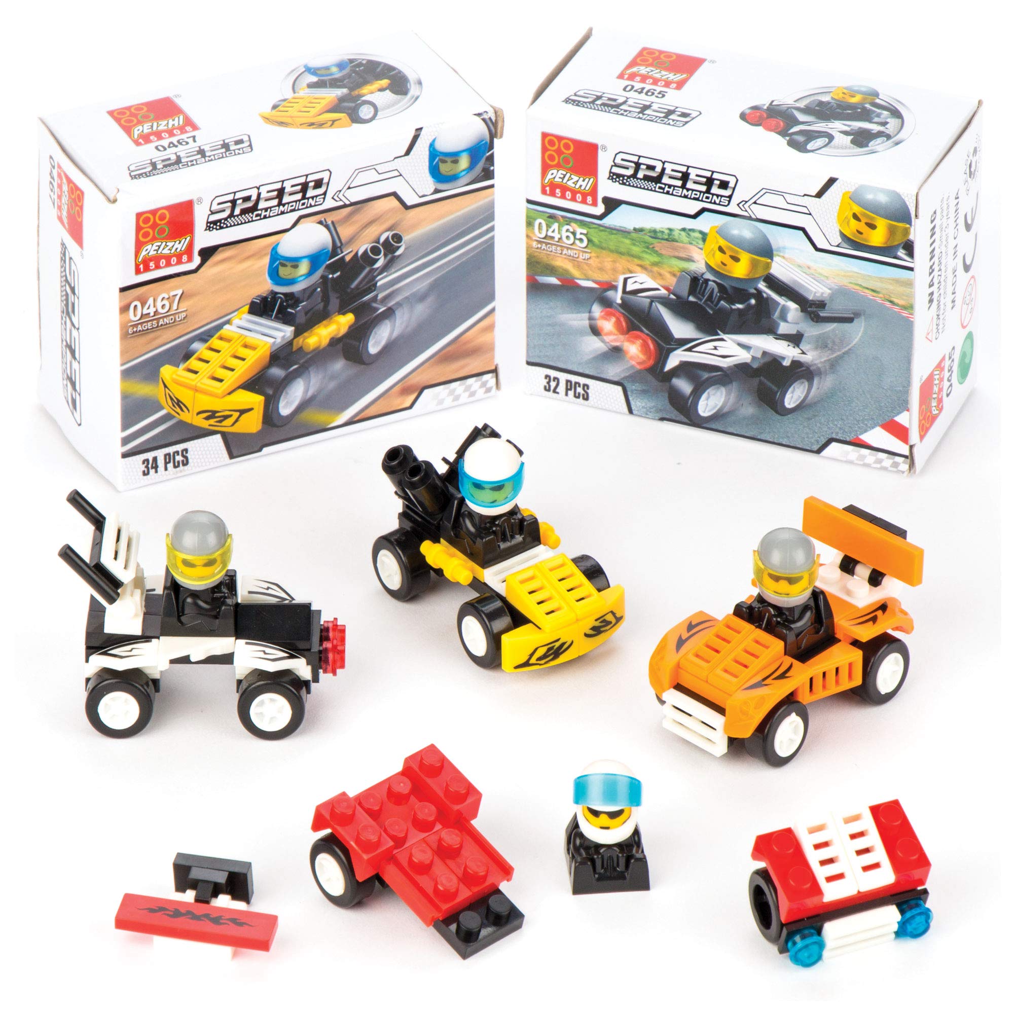 Baker Ross Build Your Own Brick Racer Kit Value Pack - Pack of 4 Novelty Building Sets