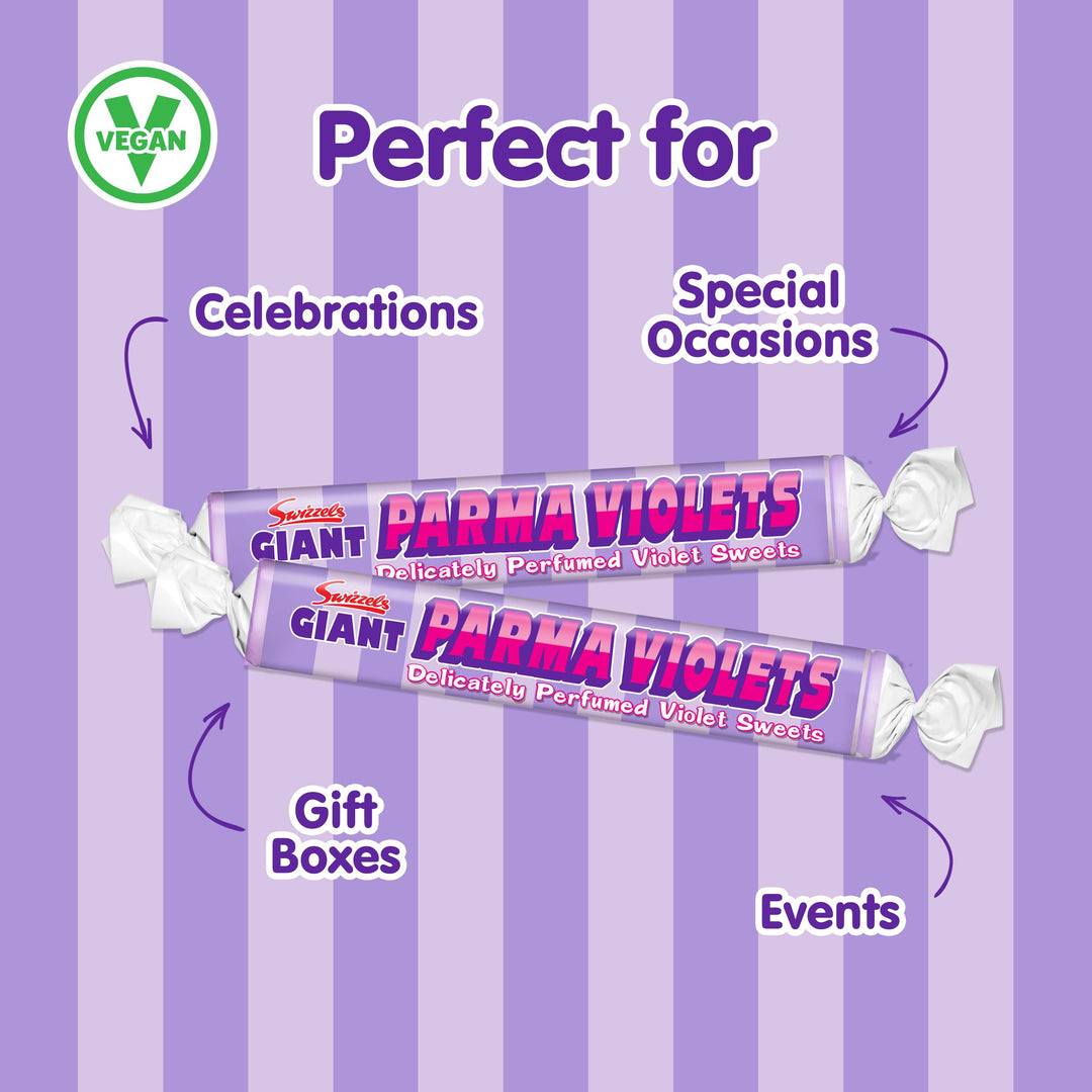 Swizzels Giant Parma Violets 24 Rolls (24 x 40 g) - Vegan-Friendly Retro Sweets Multipack