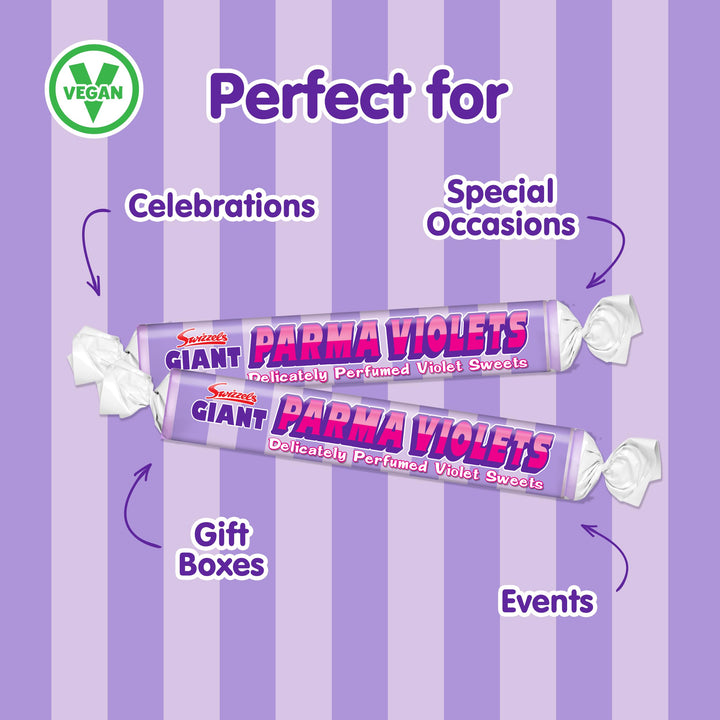 Swizzels Giant Parma Violets 24 Rolls (24 x 40 g) - Vegan-Friendly Retro Sweets Multipack