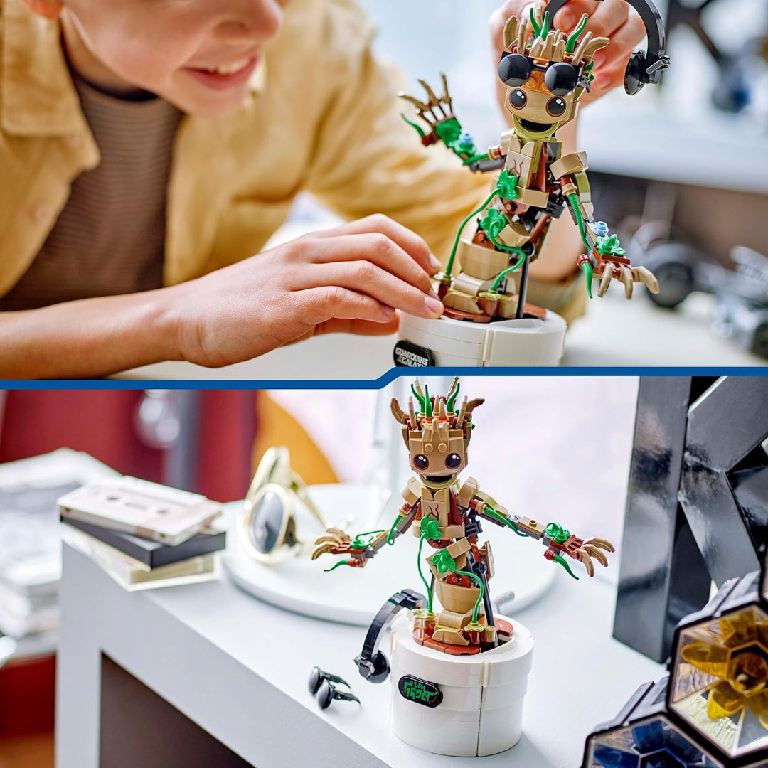 LEGO Marvel Dancing Groot Buildable Action Figure - Interactive Posable Toy with Handle-Activated Dance Function