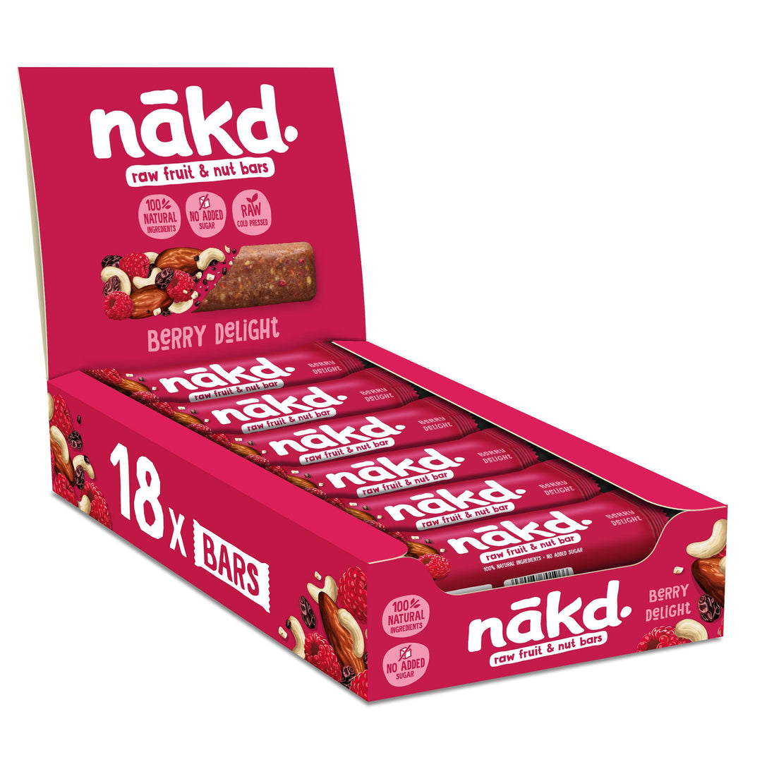 Nakd Berry Delight Raw Fruit & Nut Bar - Vegan, Gluten Free, No Added Sugar - 35g x 18