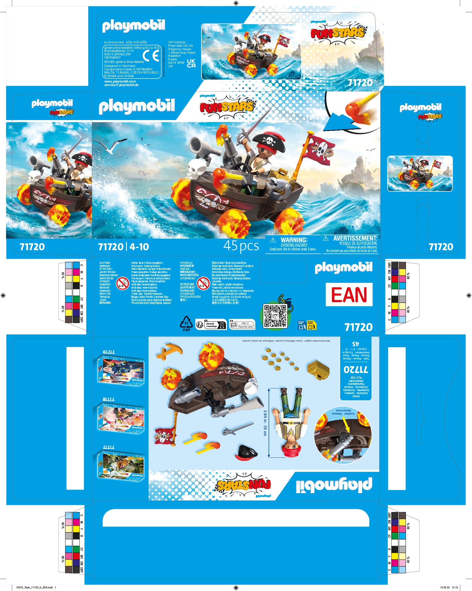 Playmobil Fun Stars Racing Pirate Boat with Pull-Back Motor & Shooting Function | Age 4+ | Model 71720 7