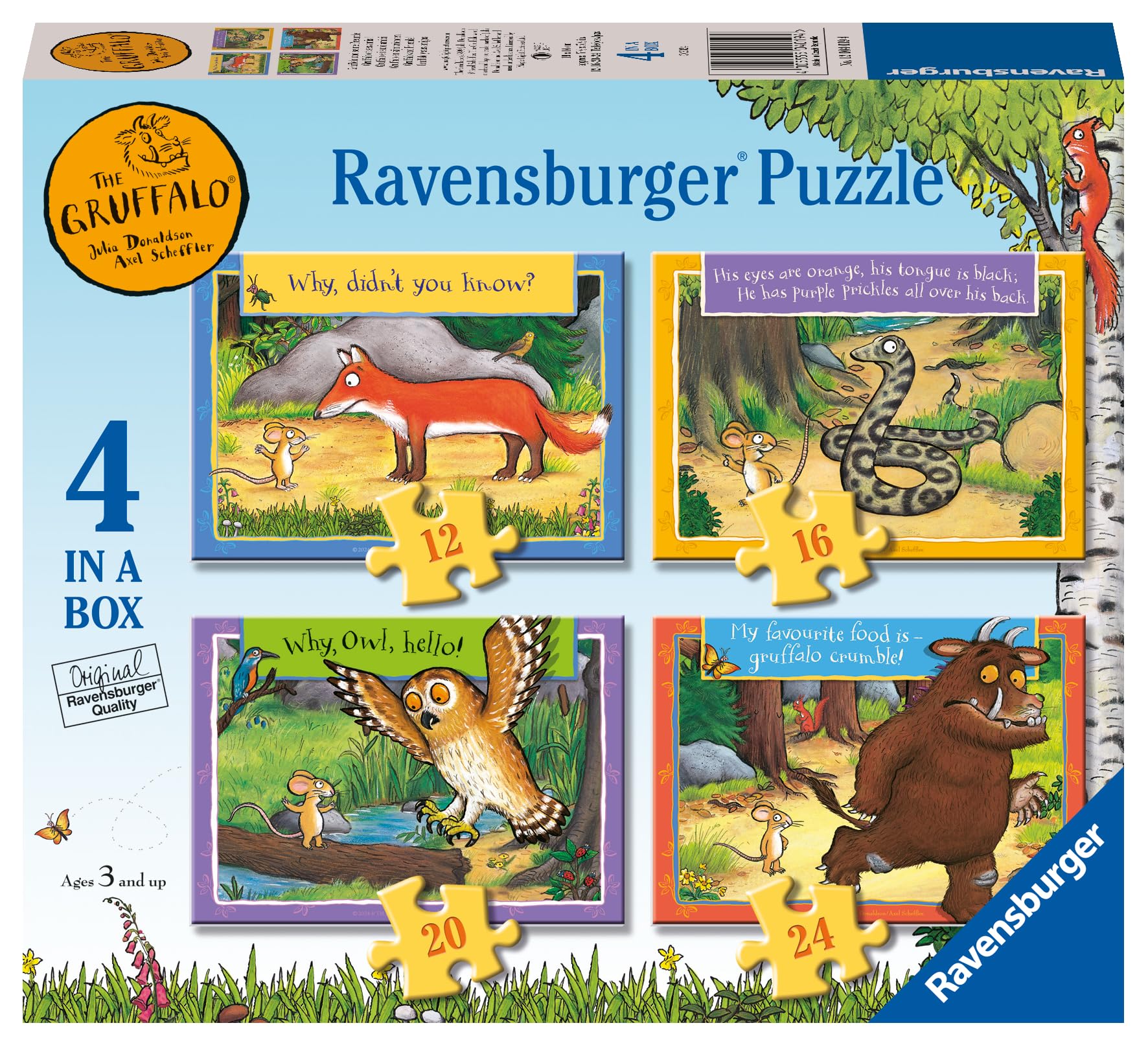 Ravensburger The Gruffalo 4-in-a-Box Jigsaw Puzzle Set - 72-Piece Puzzles for Kids Ages 3+ 2