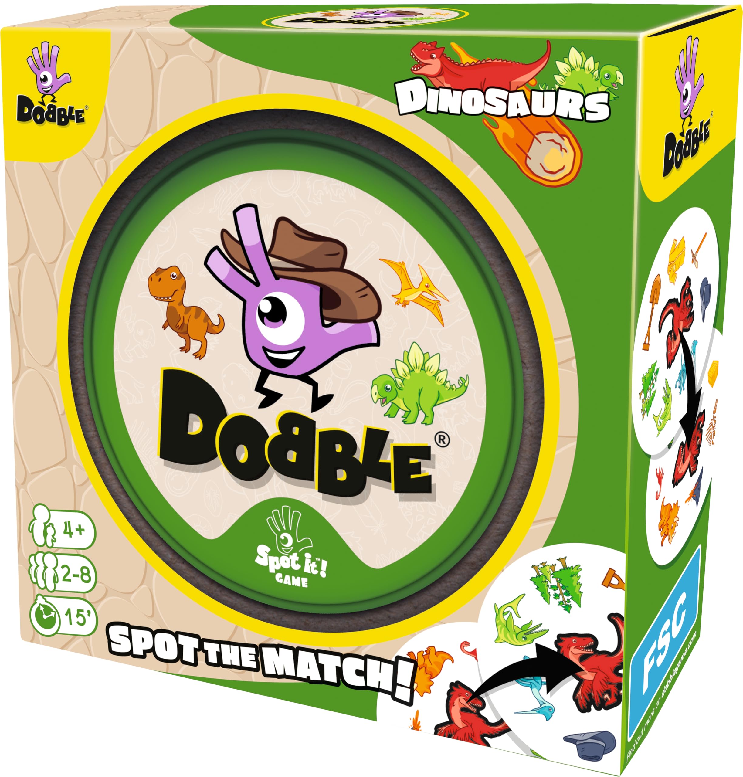 Asmodee Dobble Dinosaurier-Kartenspiel für Kinder ab 4 Jahren | 2–8 Spieler | 15-minütiger Familienspaß